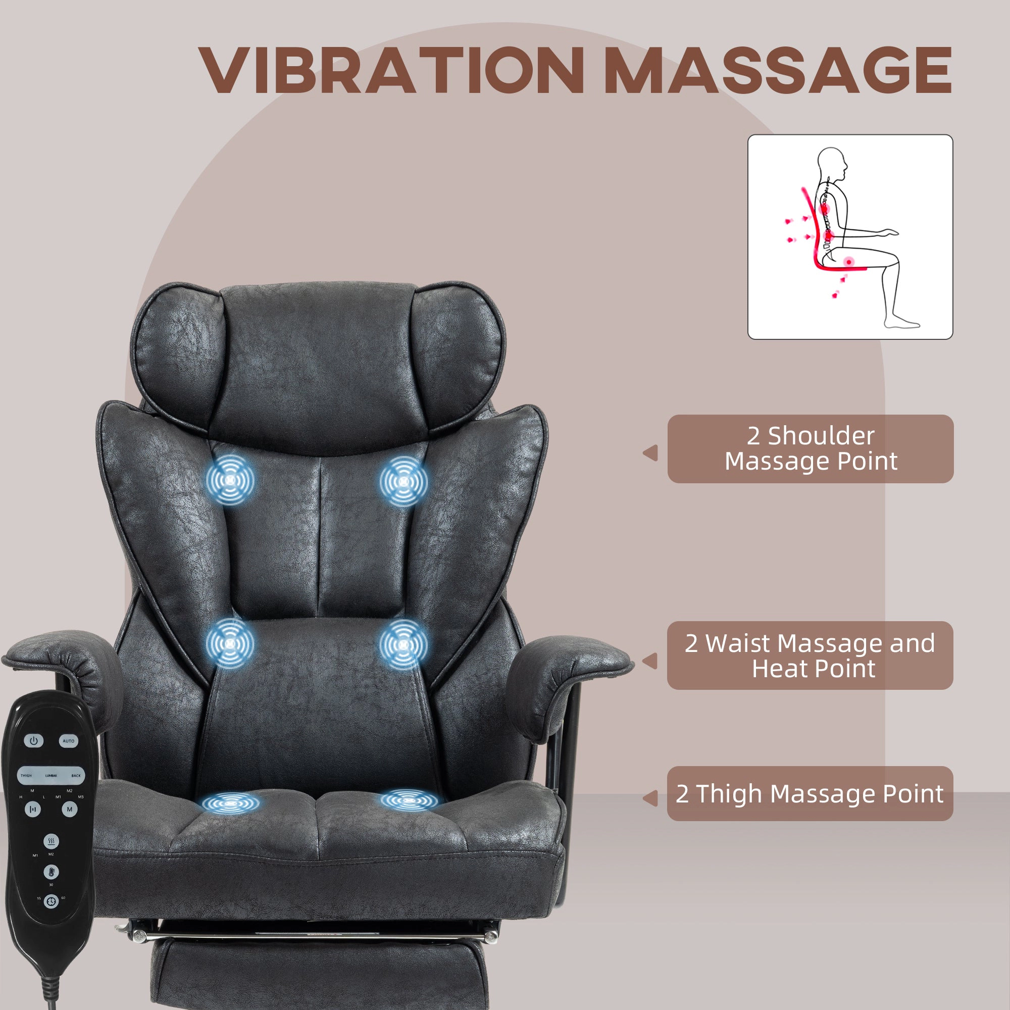 Platinum-Level Office Chairs Massage Executive Office Chair Big And Tall With Heat 6 Vibration Points Lumbar Support