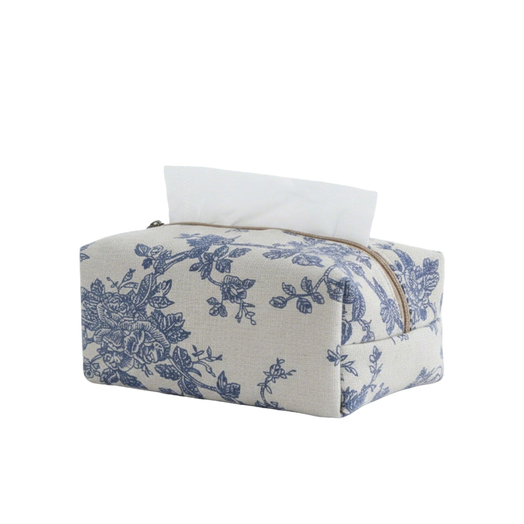 Alilang Unisex Floral Fabric Tissue Holder with Zippered Soft Cover