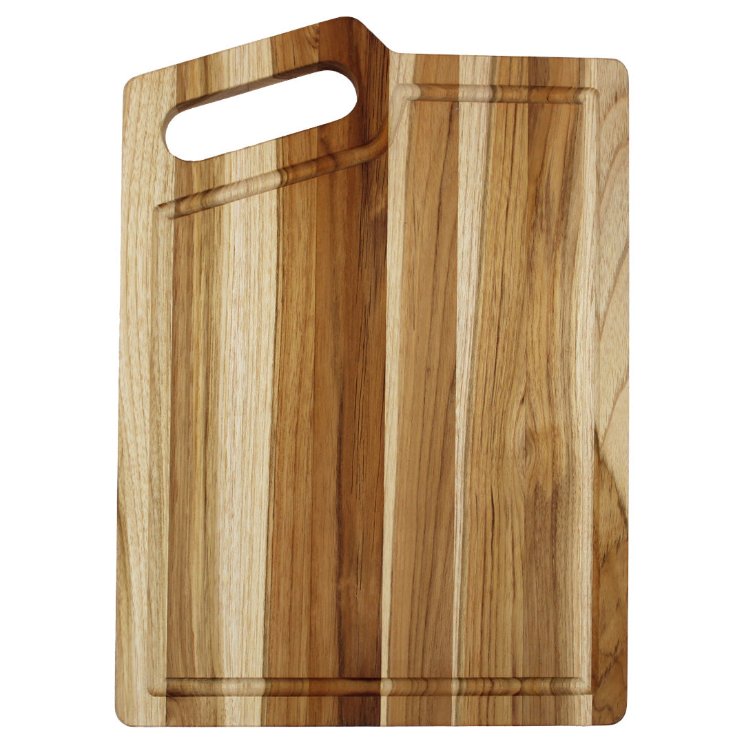 EcoDecors 18" x 14" Extra-Large Teak Edge-Grain Cutting Board with Juice Groove and Handle
