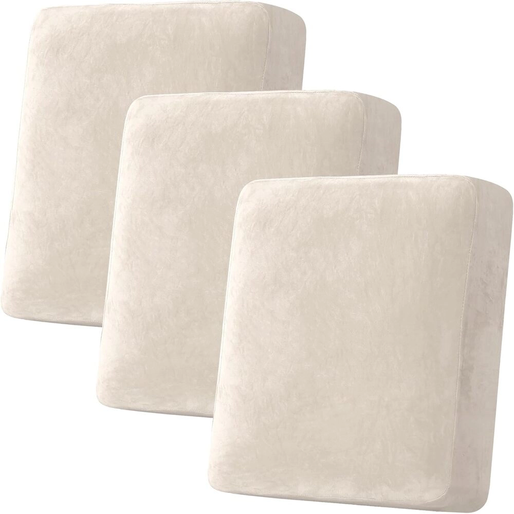 Rocky Peak Living Unisex Velvet Stretch Sofa Cushion Cover 3 Piece