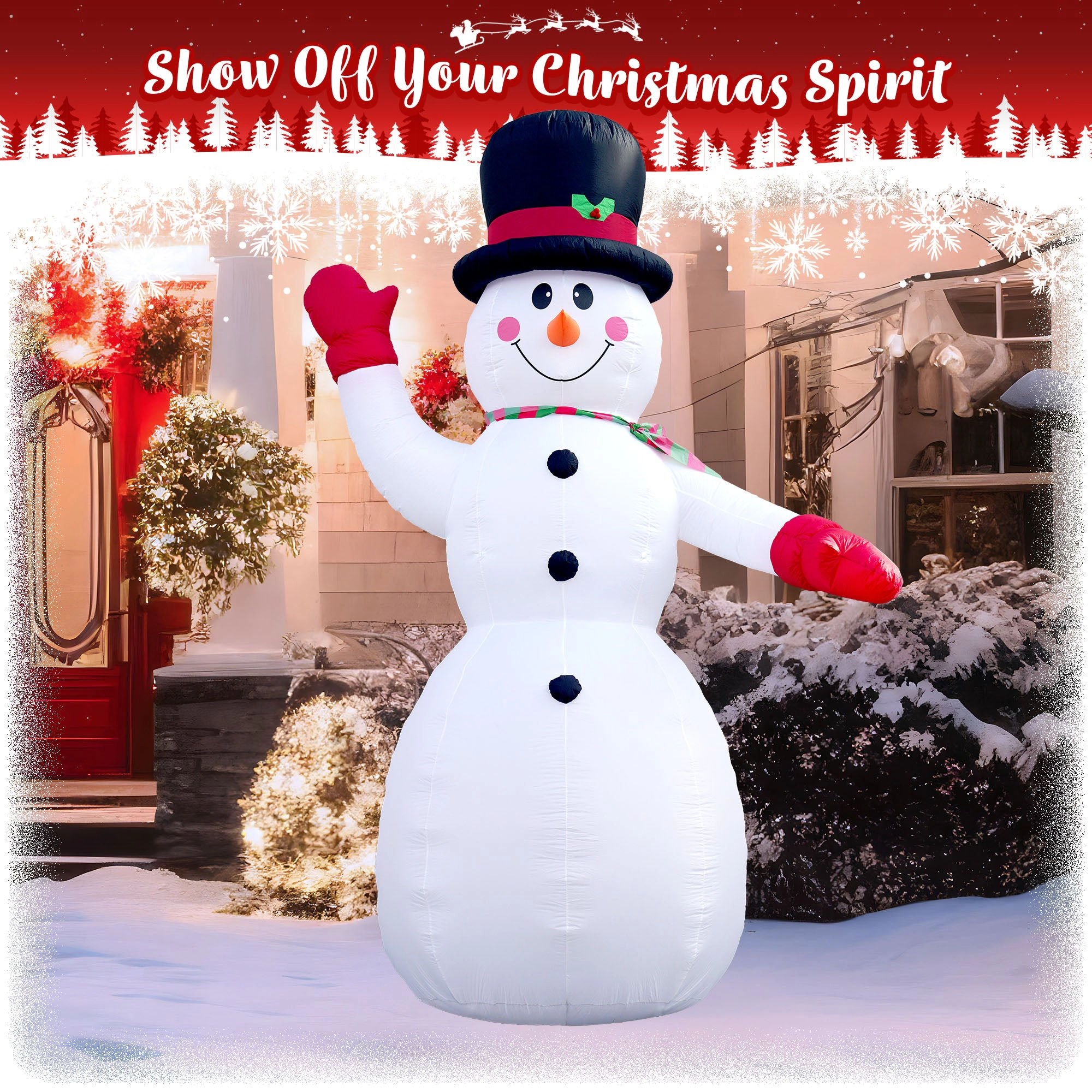 G128 14.76 ft Snowman Inflatable with LED Lights - Weather-Resistant Outdoor Christmas Yard Decoration, Fast Inflate