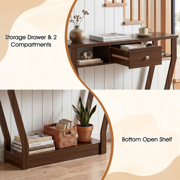 Hivvago Modern Sofa Accent Table with Drawer