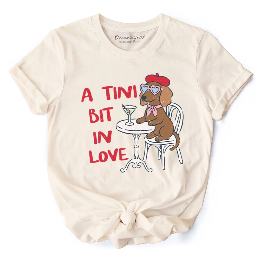 OrnamentallyYou Womens A Tini Bit Love Dachshund Valentine T-Shirt