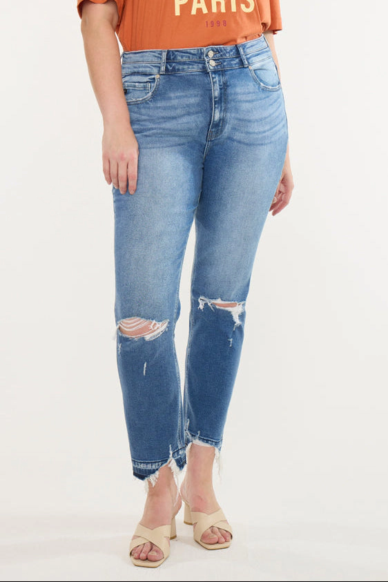 Kancan Women's Plus High Rise Slim Straight Jeans Damila