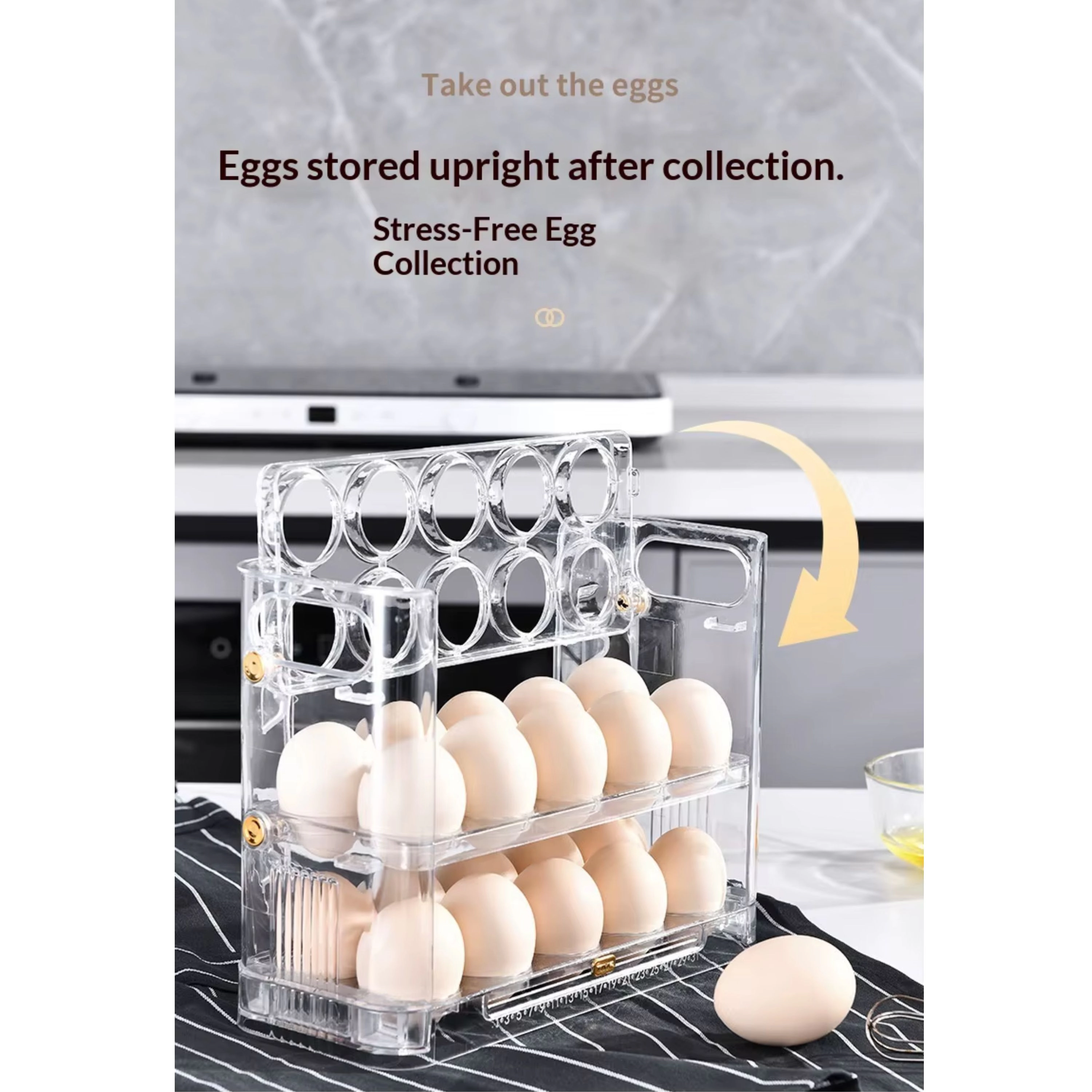 Kitcheniva Triple Layer Refrigerator Side Door Egg Holder