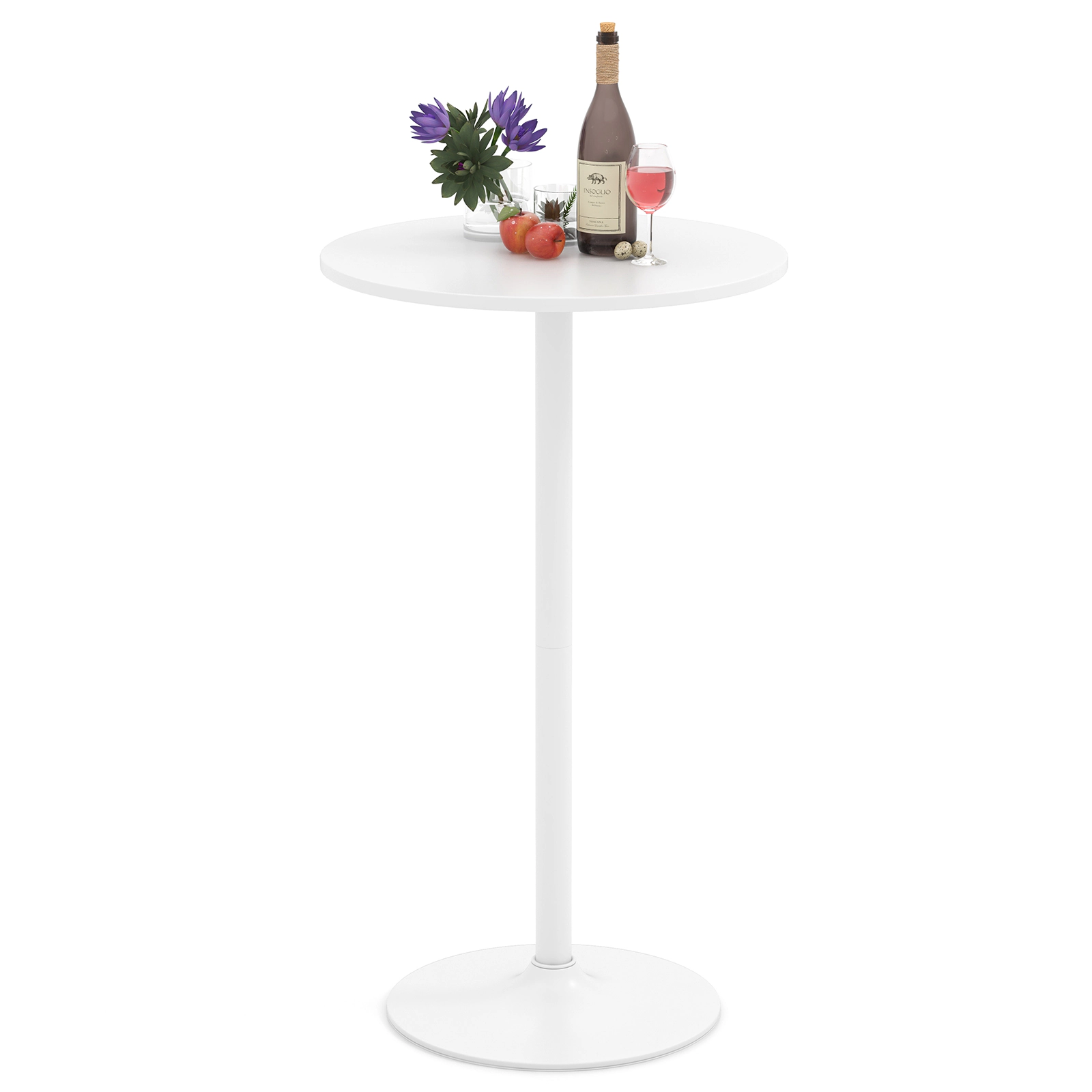 Glintex 40-Inch Convertible Bistro Table with Detachable Pole and Round Top, White