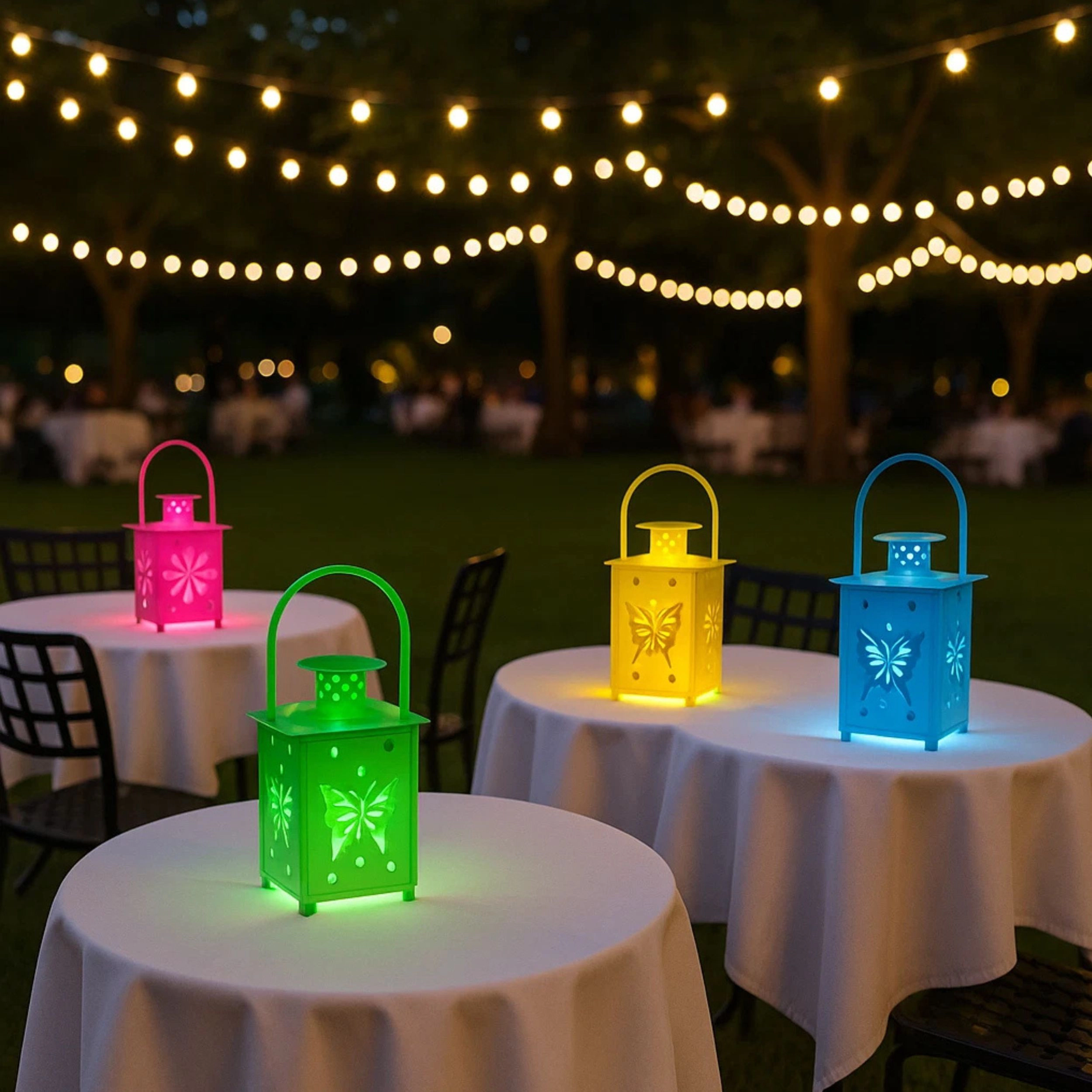 Home Collection Pack of 4 LED Tabletop & Hanging Lanterns Battery Powered Party Garden Lights