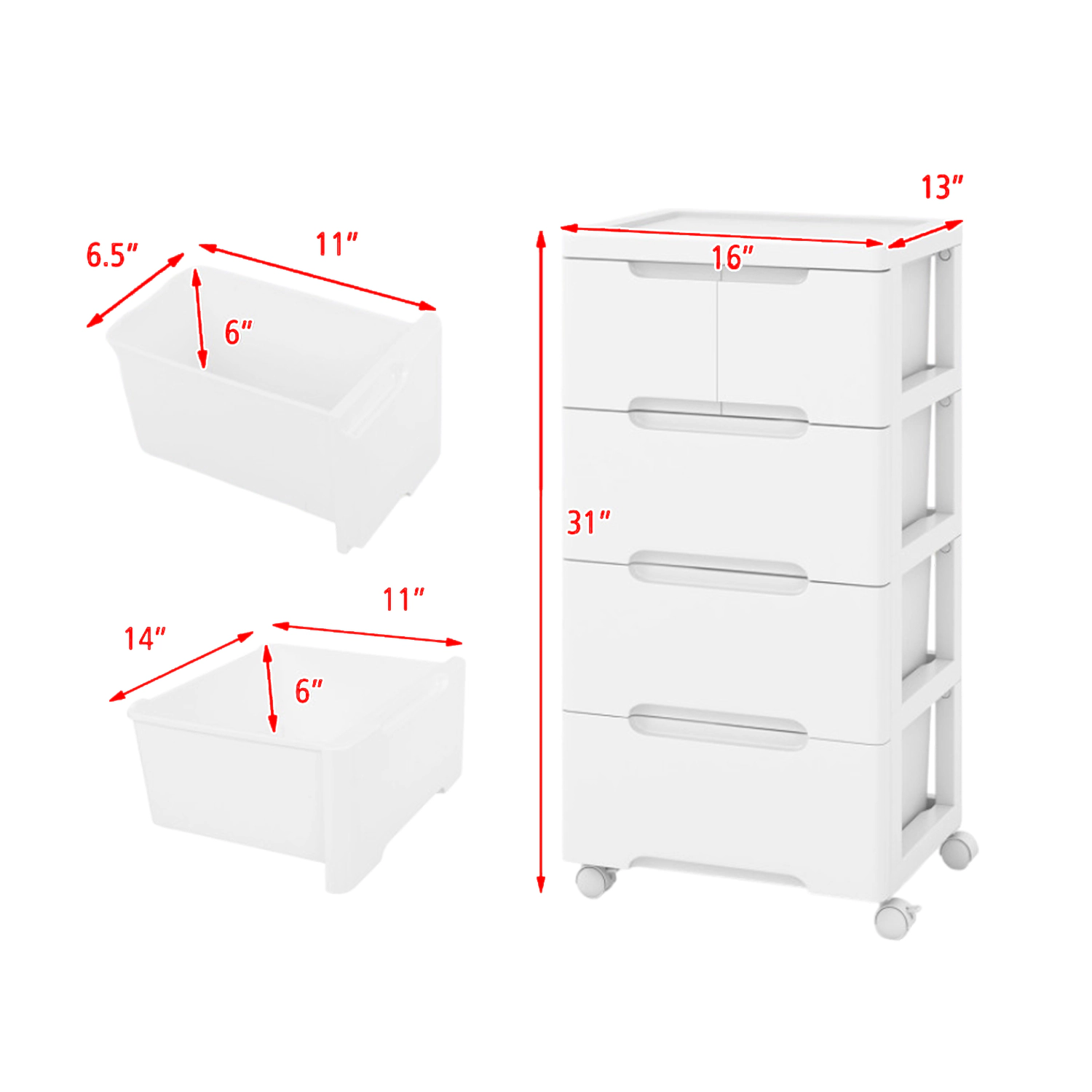 Hivvago Rolling Organizer Cabinet with Spacious Storage Drawers