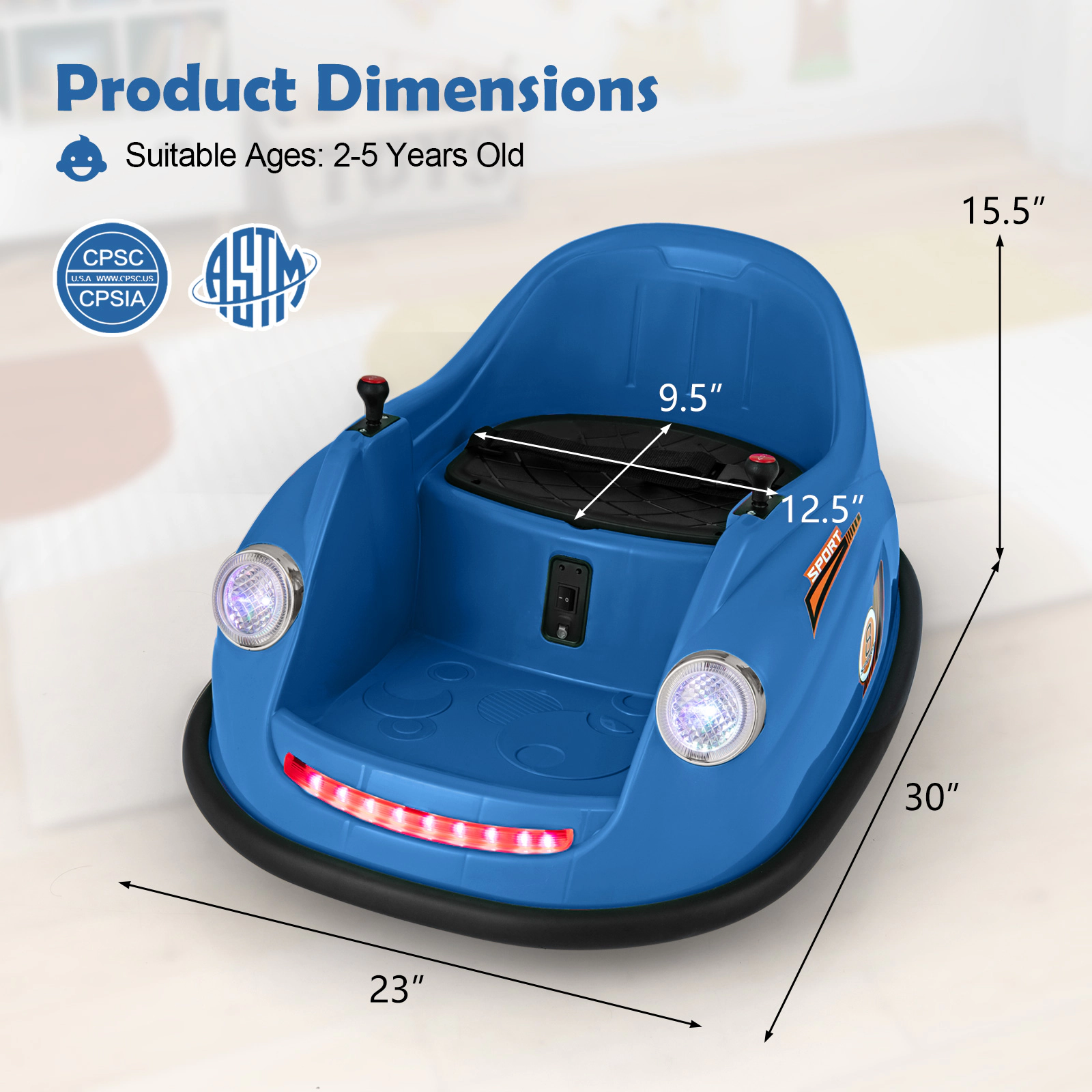 Hivvago 12V Electric Kids Ride on Bumper Car Battery Powered Bumping Car with Remote Control-Navy