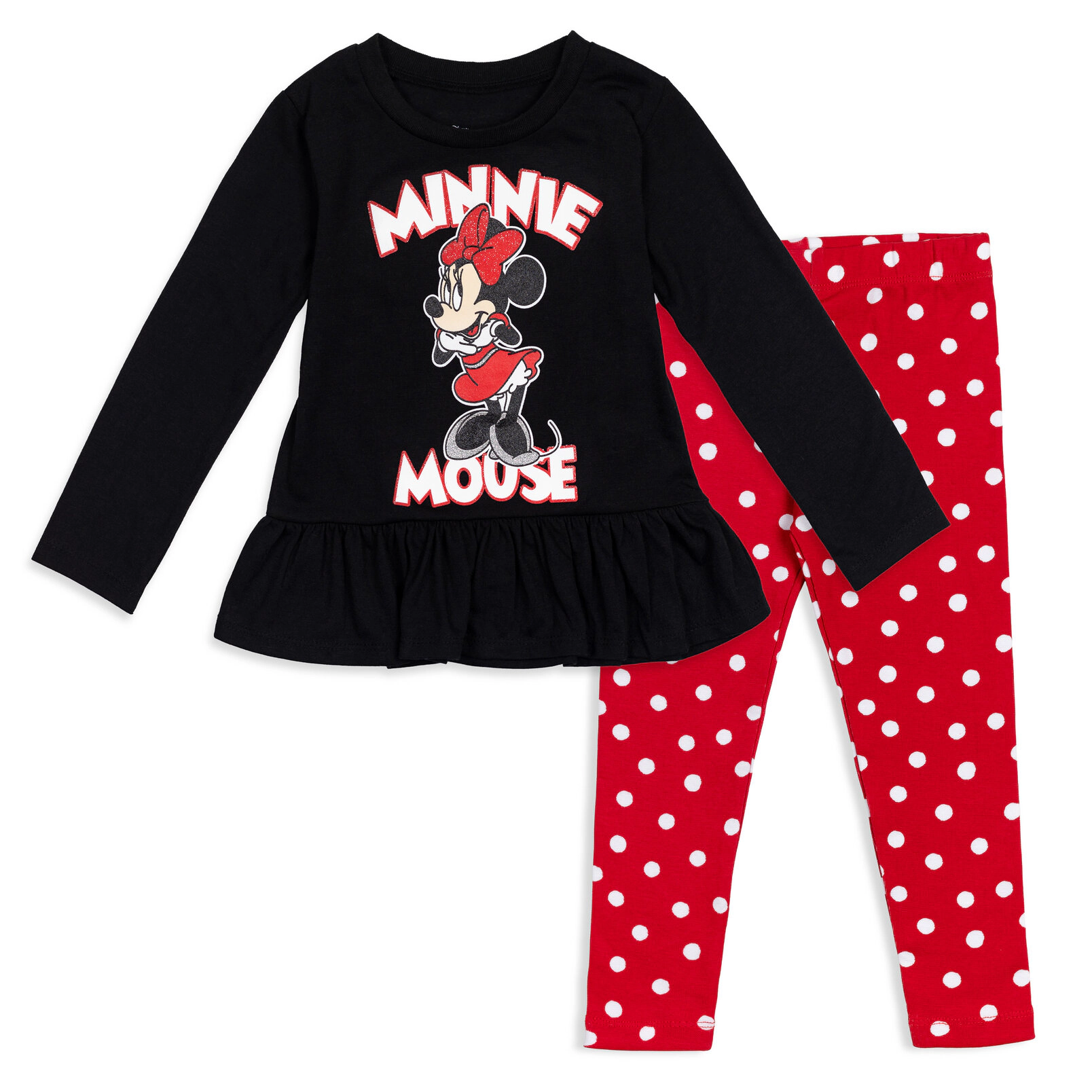 Disney Minnie Mouse Girls' Glitter 2-Piece Tee and Leggings Set