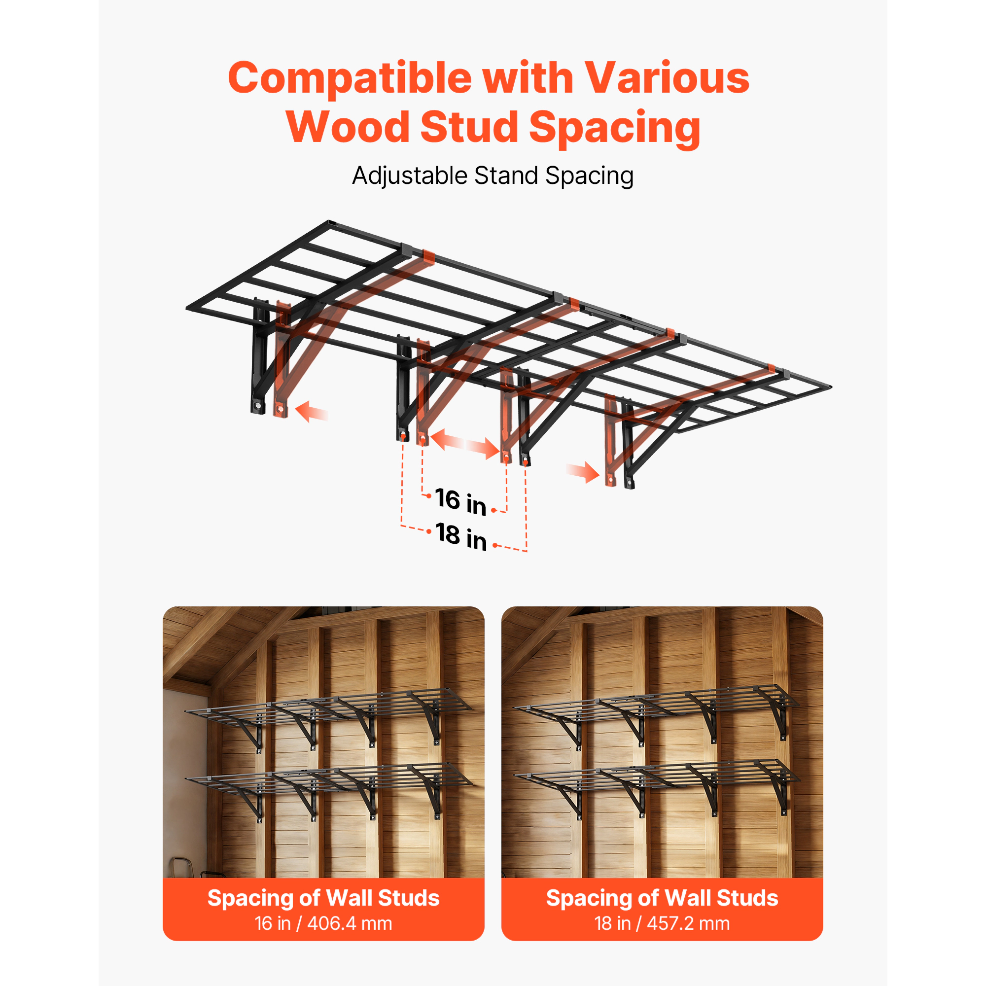 HONGGE Heavy Duty Wall Garage Shelving Steel Wall Mounted Shelving Unit Per Shelf Floating Storage Metal Rack for