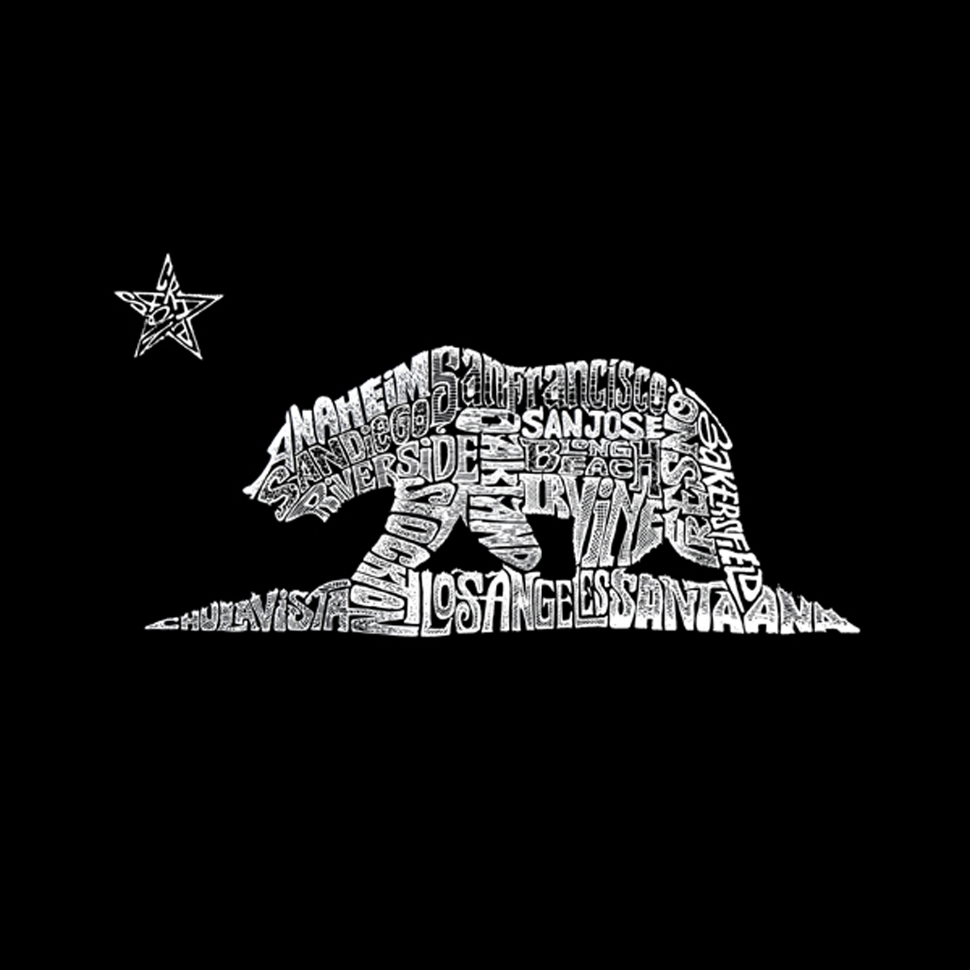 LA Pop Art Men's Cotton-Blend Word T-Shirt - California Bear