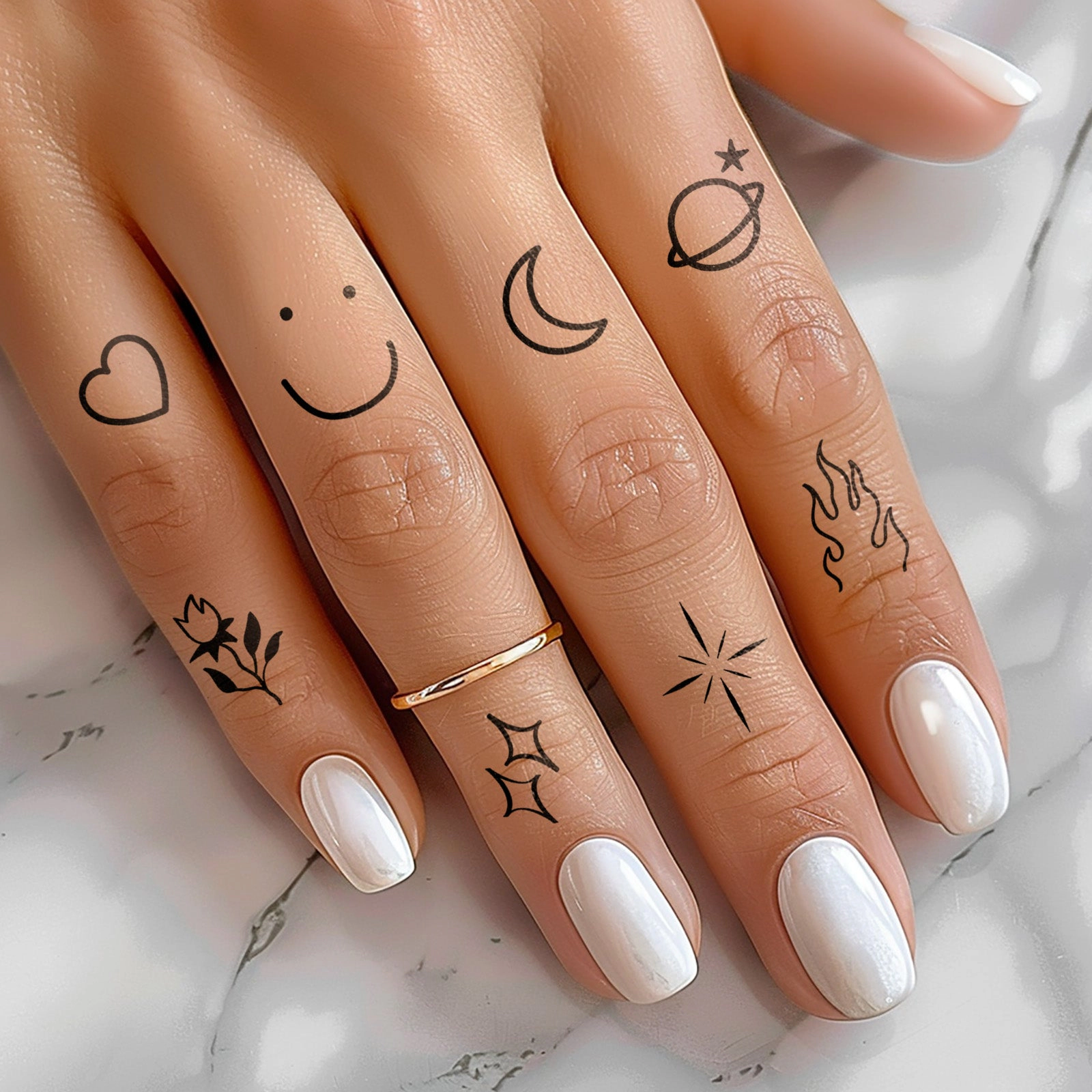 Wrapables Tiny Small Temporary Finger and Hand Tattoos for Women, 10 Sheets Expressions