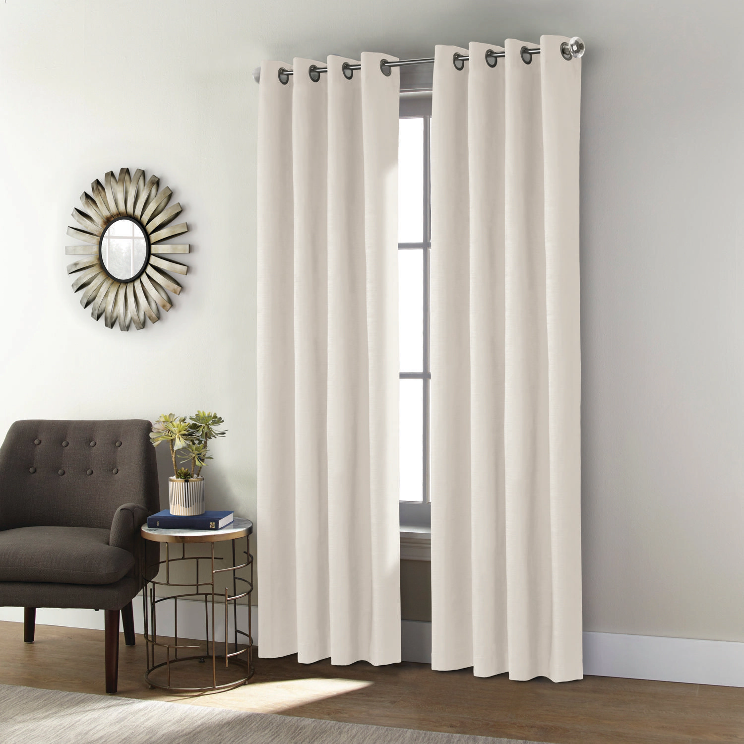 Thermaplus Shadow Blackout UV Protection Grommet Curtain Panel for Windows 52" x 63" Off-white