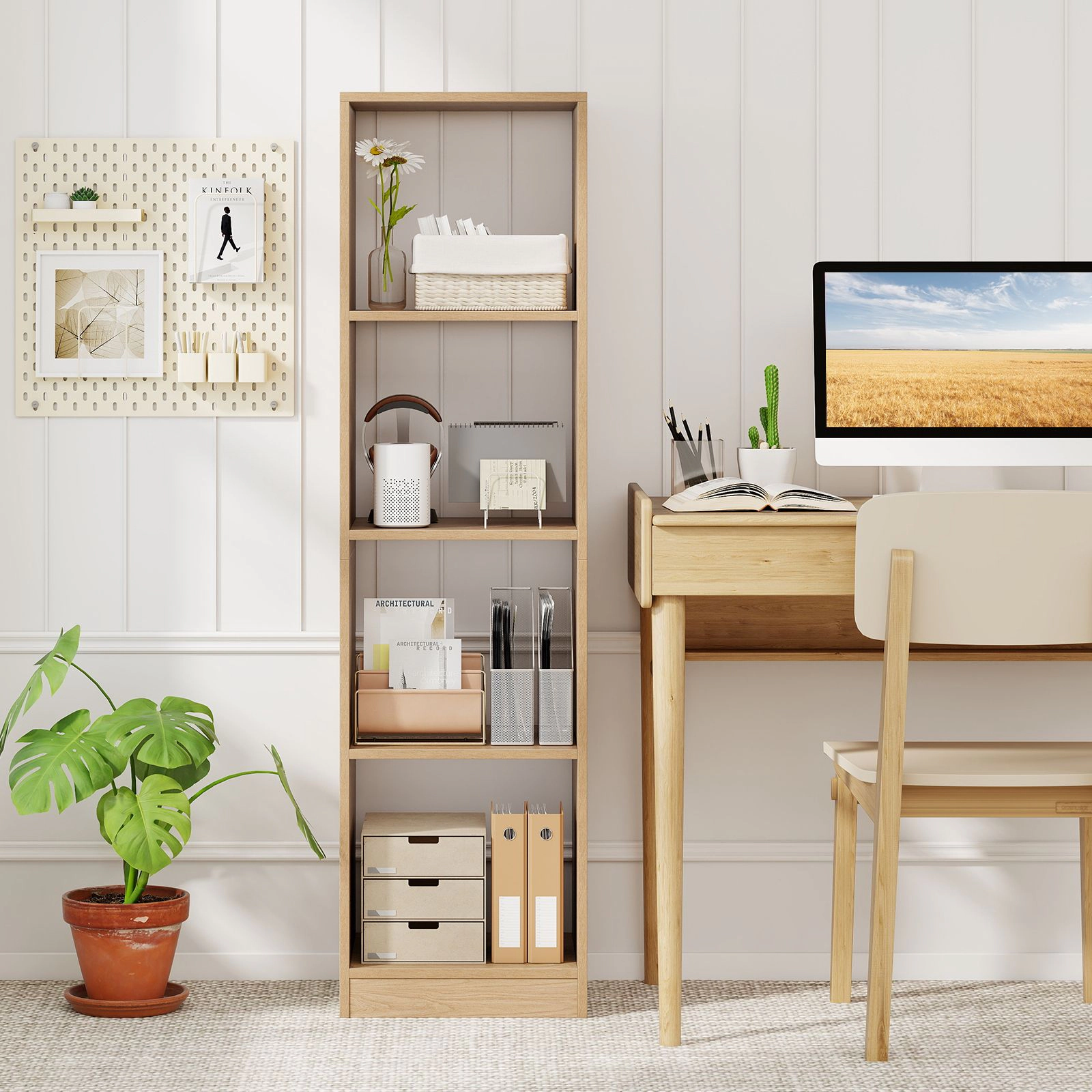 SlickBlue 5-Tier Freestanding Bookcase With 4 Cube Compartments