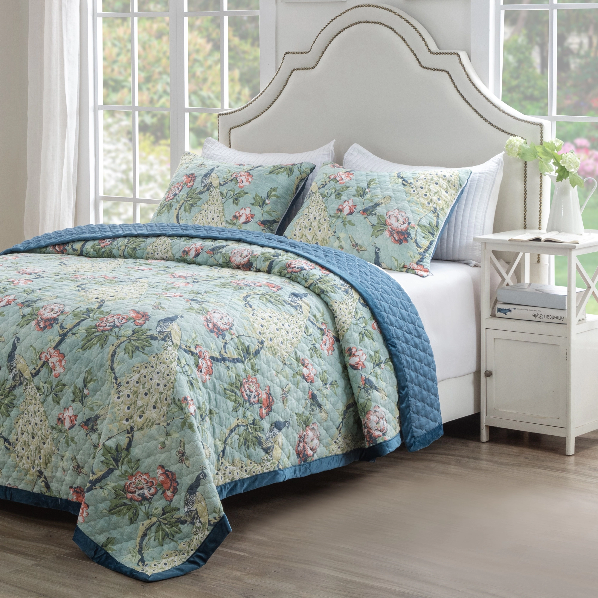 Greenland Home Pavona Velvet Embellished Quilt Set 2 Piece