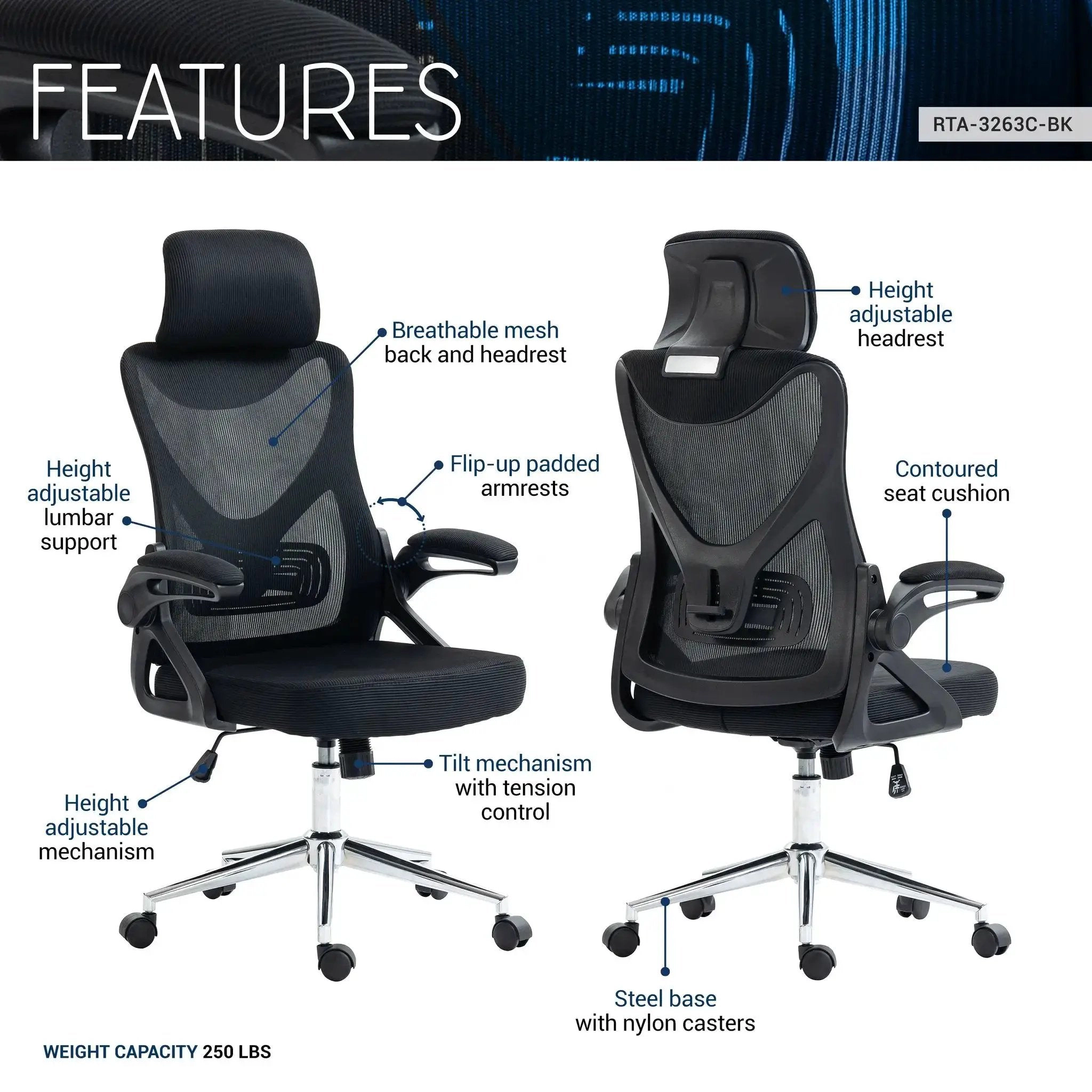 Platinum-Level Office Chairs Ergonomic Office Chair With Headrest And Adjustable Lumbar Support For Professionals