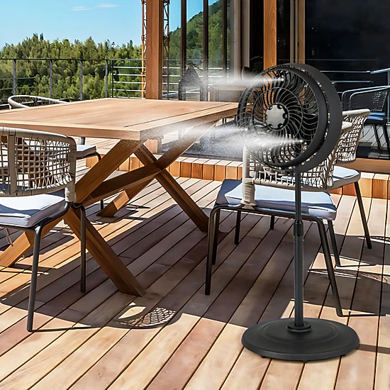 SlickBlue Adjustable Height Misting Fan with 3 Mist Levels and Wide Coverage