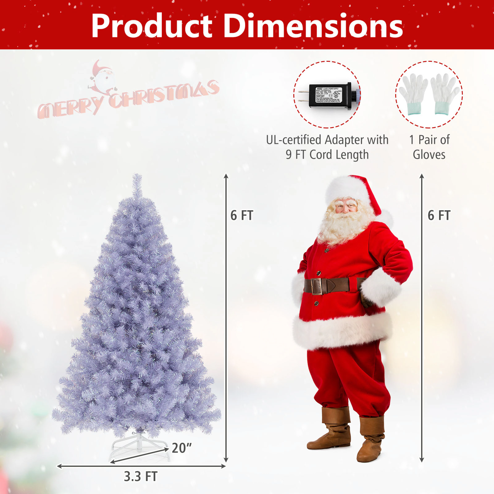 SUGIFT Pre-Lit Tinsel Artificial Christmas Tree 6-ft 688 Tips & 250 LED Lights Deep Purple/Fruit Green/Pink/Lavender