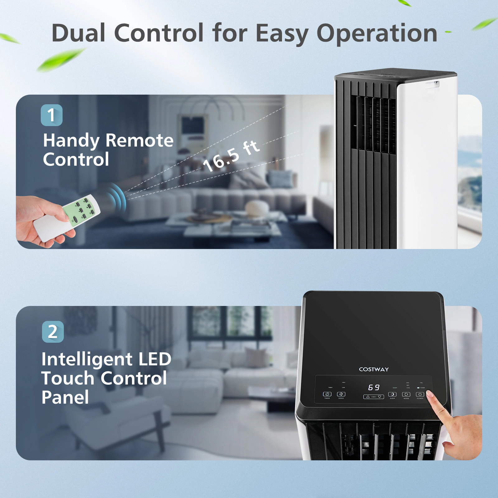 SlickBlue 8000 BTU Portable Air Conditioner with 3 Modes and Remote