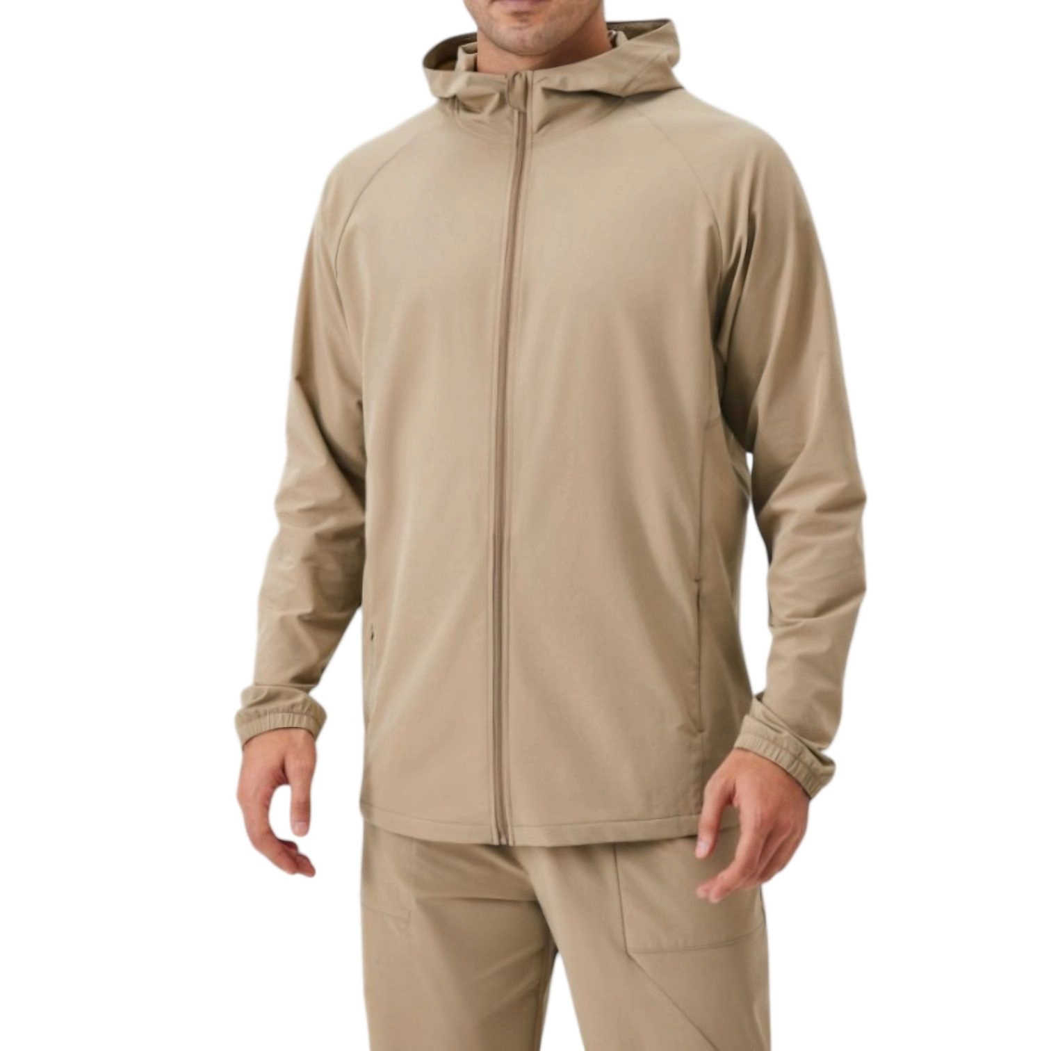 Anna-Kaci Men's Lightweight Zip-Up Hoodie Jacket with Adjustable Hood and Side Pockets