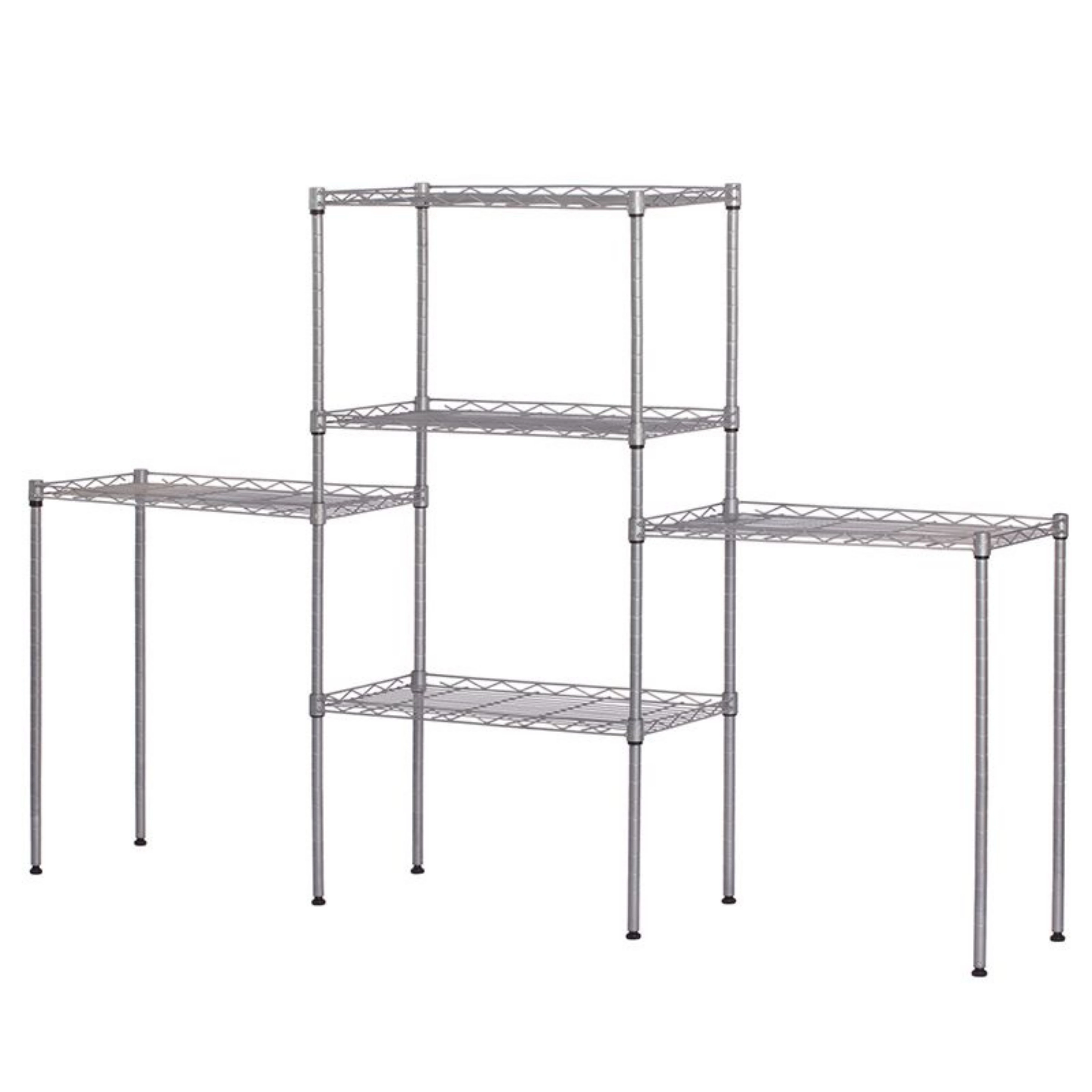 Flynama Changeable Assembly Carbon Steel Storage Rack 59.06 in H x 21.25 in W x 11.42 in D Silver Finish