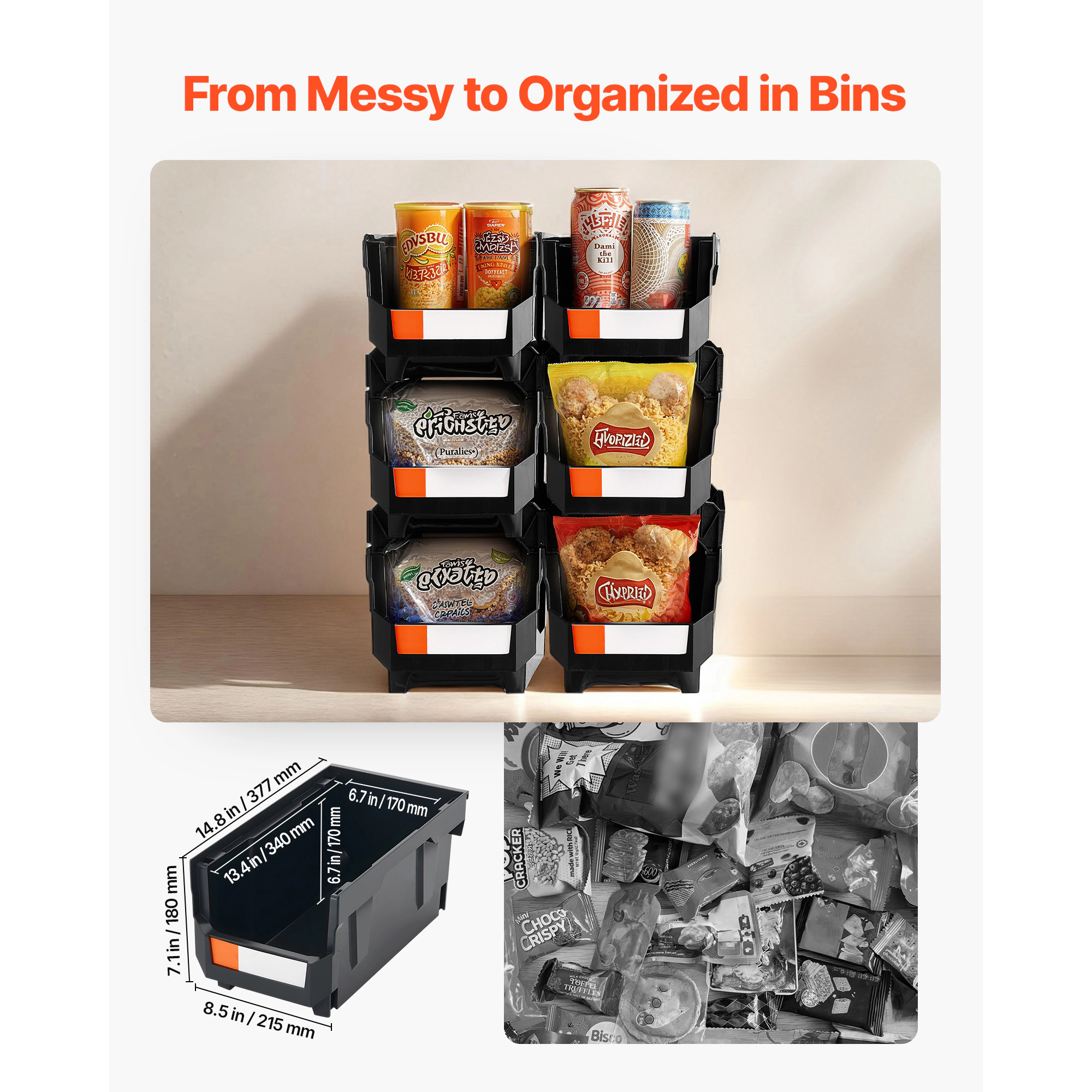 HONGGE Plastic Stackable Storage Bins Plastic Containers for Organizing Storage Bins for Closet Garage Small Parts