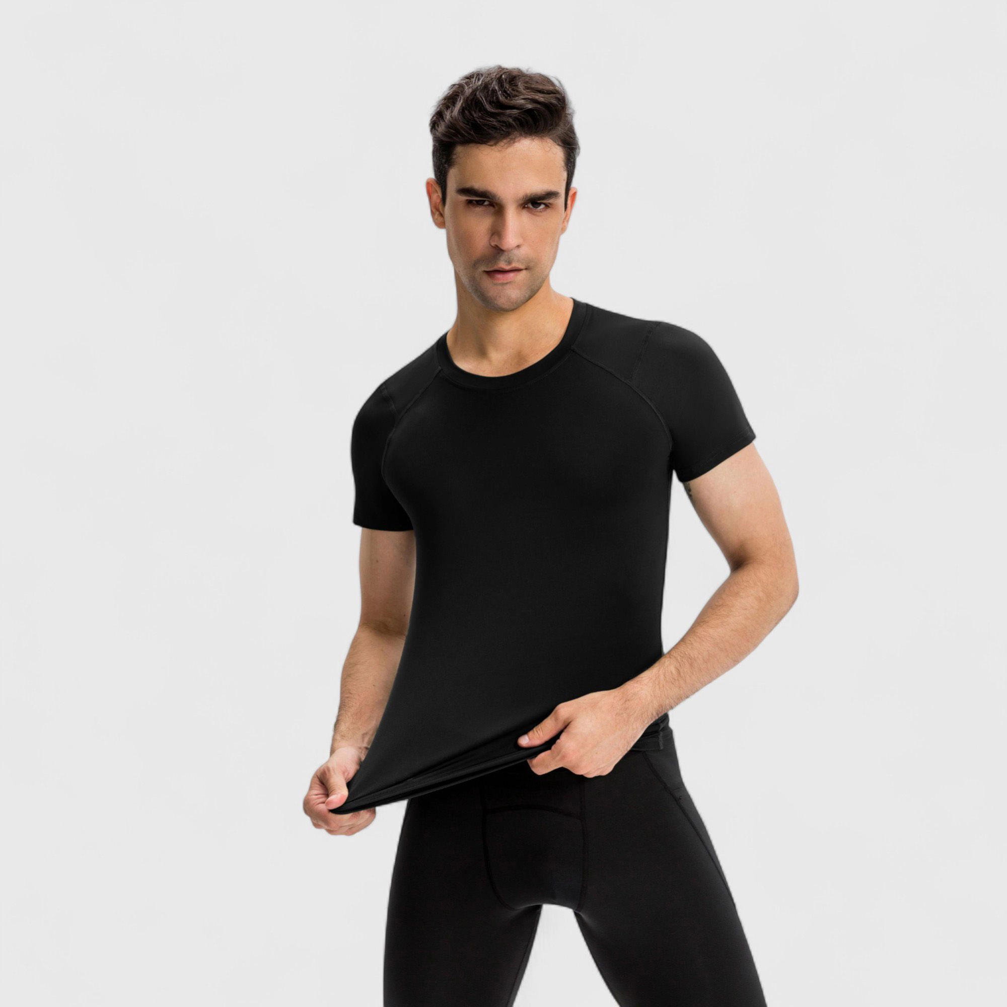 Anna-Kaci Men's Short Sleeve Compression Top with Moisture-Wicking Stretch Fabric for Performance and Training