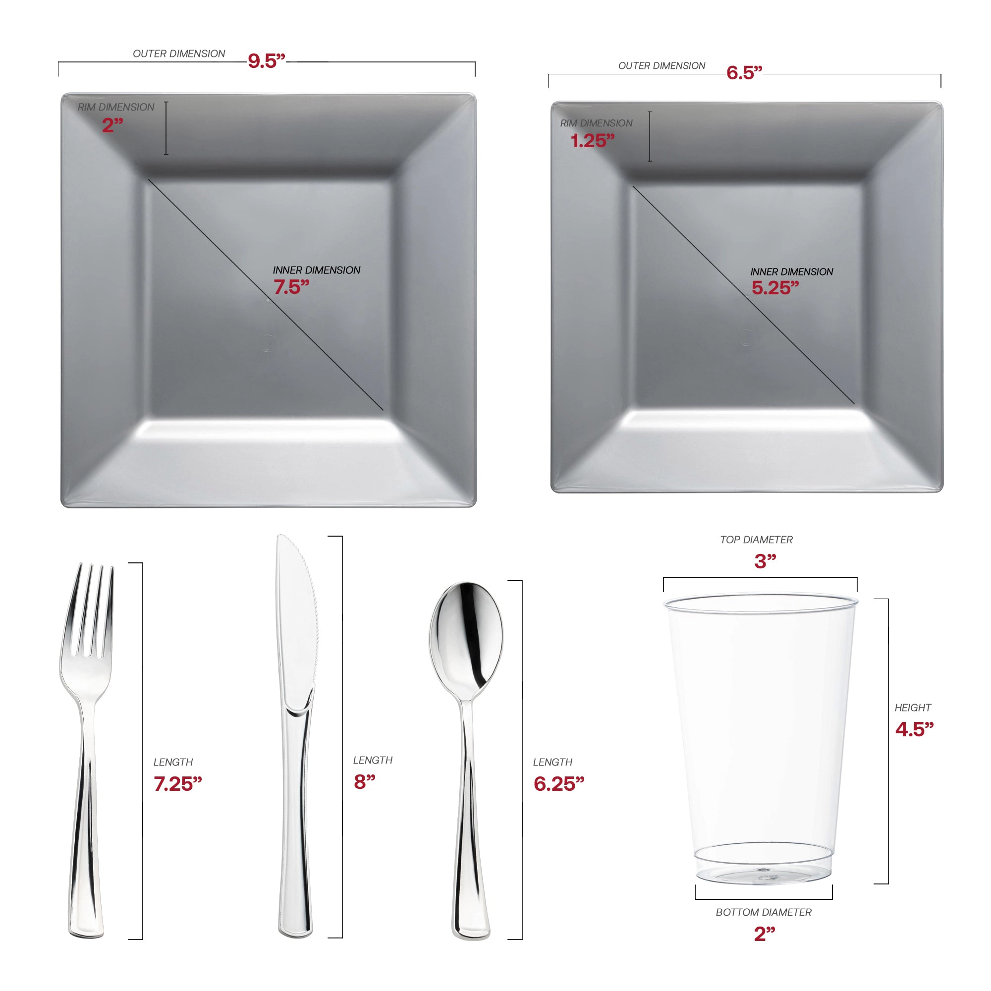 Smarty Had A Party Silver Square Plastic Wedding Value Set