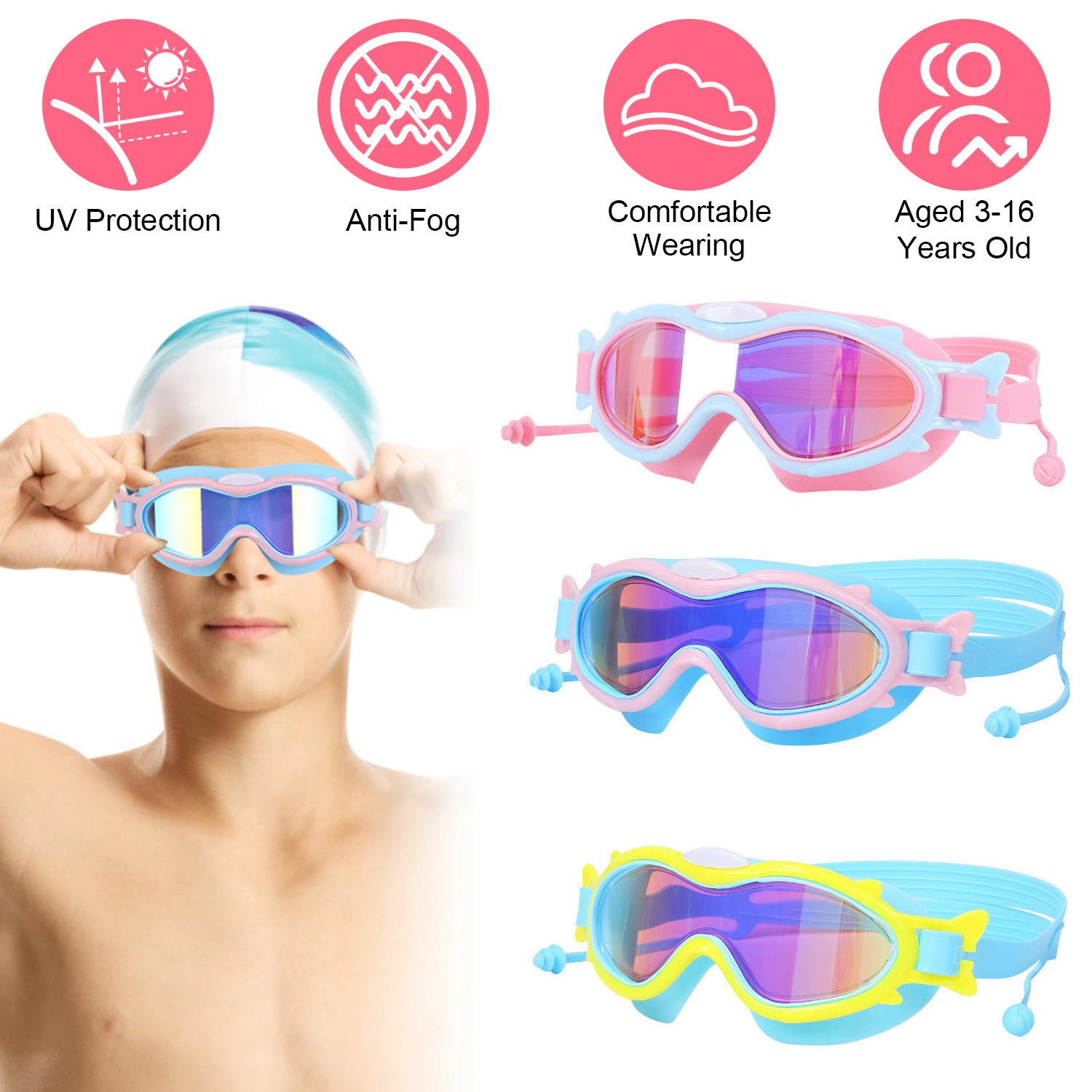 GBruno Anti-Fog UV Protection Kids Swim Goggles