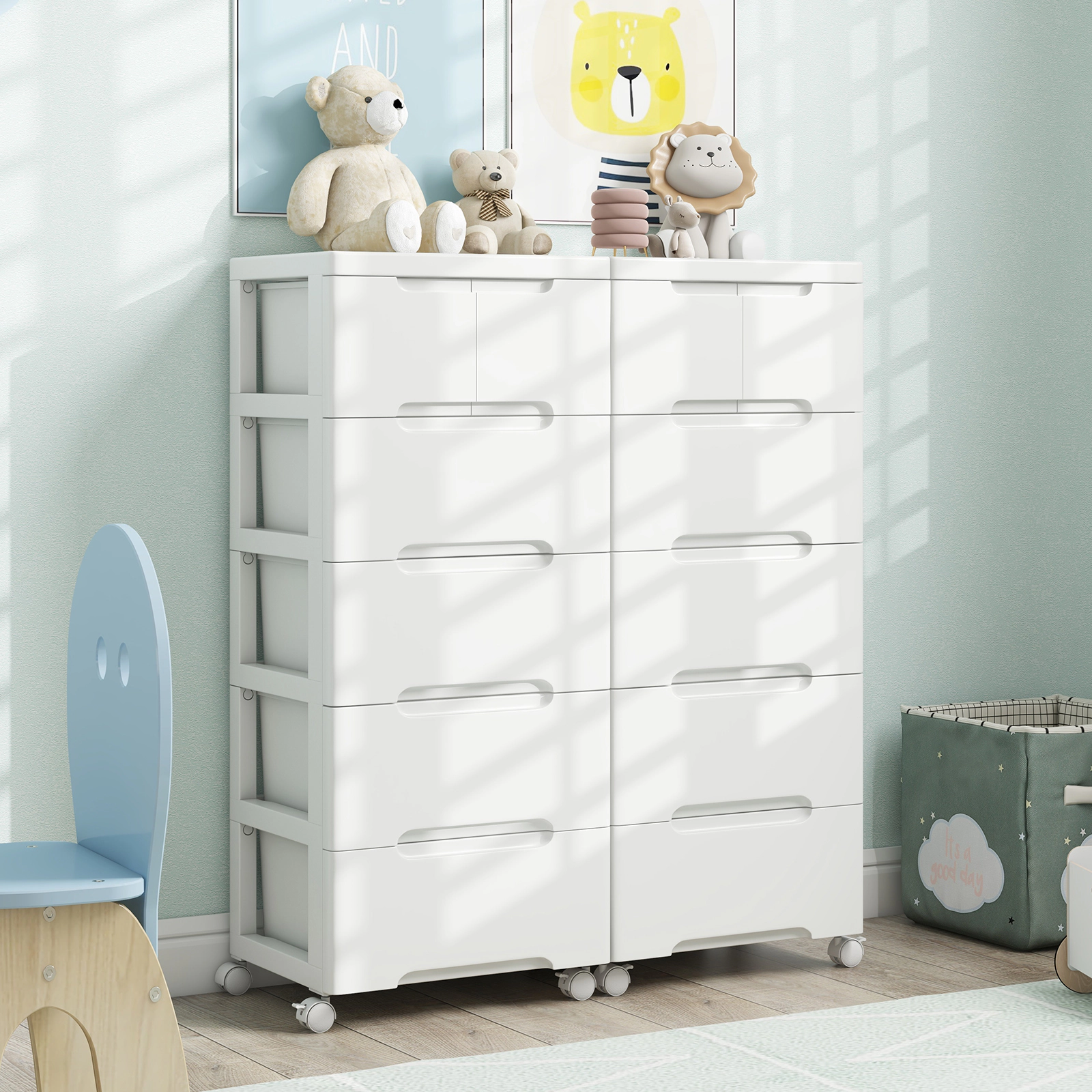 LJG Rolling Storage Cabinet with Universal Wheels and 5/6/7 Drawers