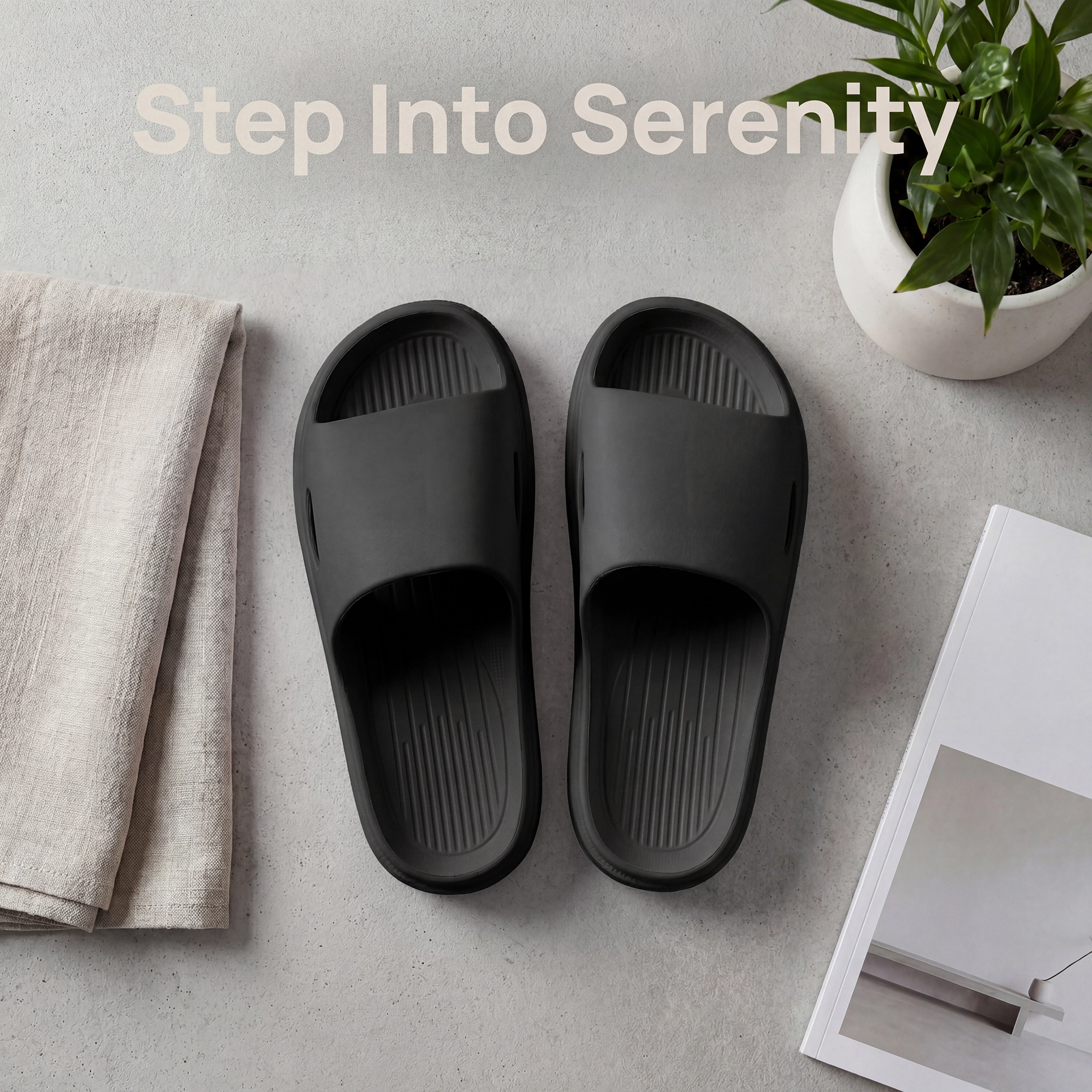 BLISSFUL STEP Women Non-Slip Flip Flops for Shower Bathroom Pool Slippers