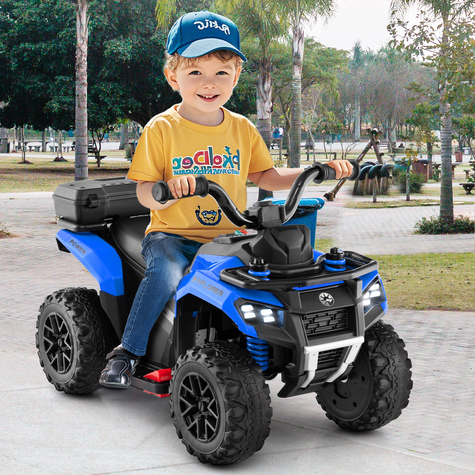 Costway 6V Toddler Ride On Electric Car ATV with Lights & Music USB Port Storage Box Toy