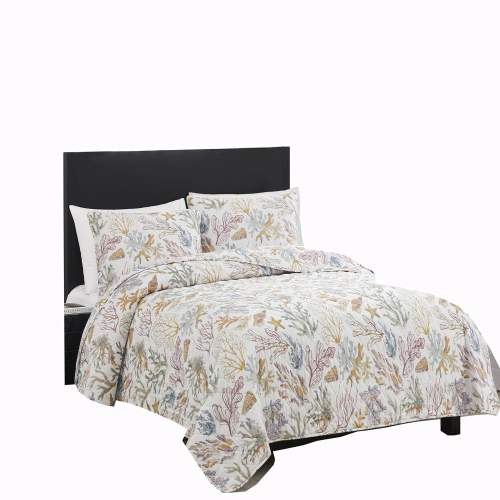 RT Designers Collection Mel Mystic 3 Piece s Elegant Stitched Quilt Set