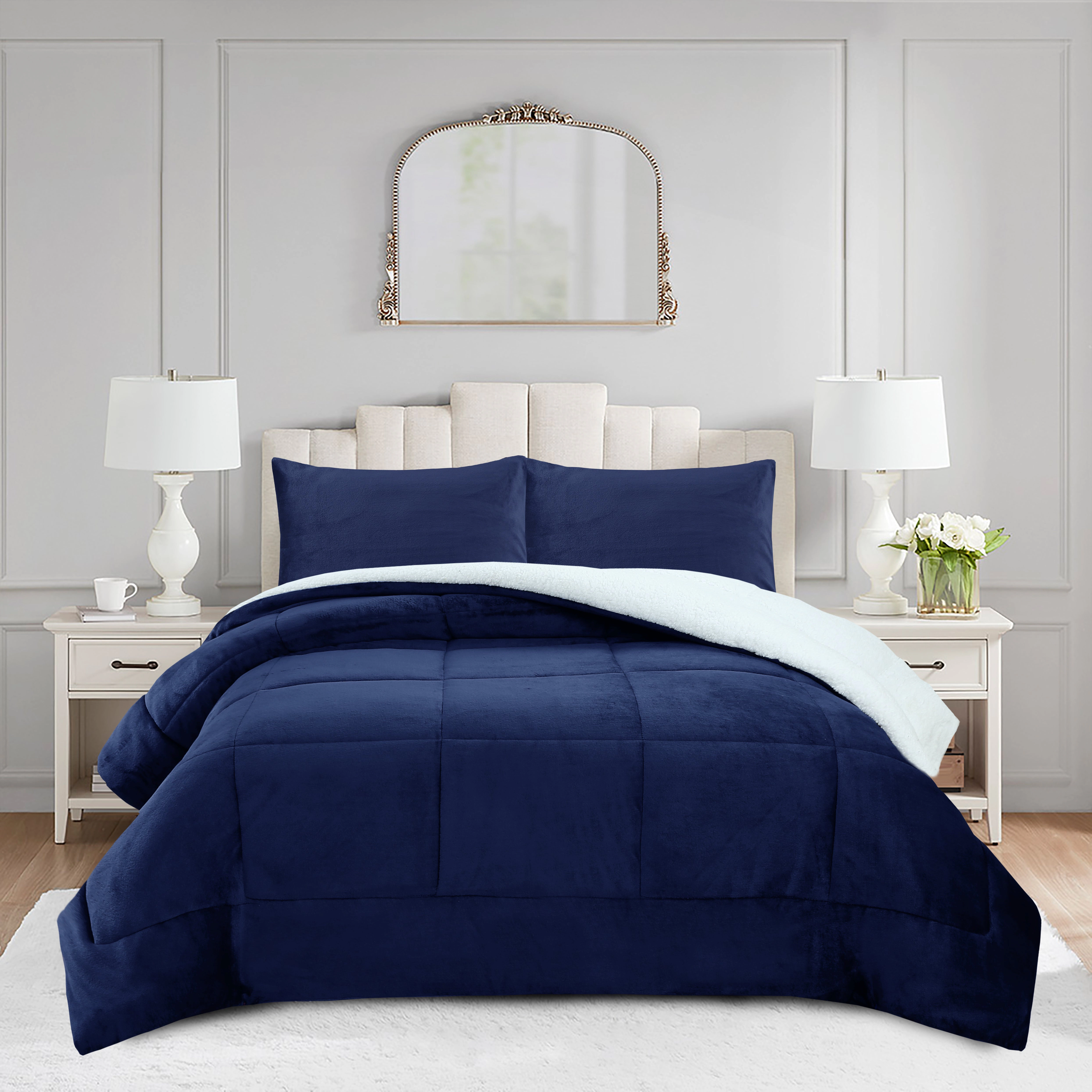 MarCielo 3 Pieces Ultra Soft Micromink Sherpa Comforter Set