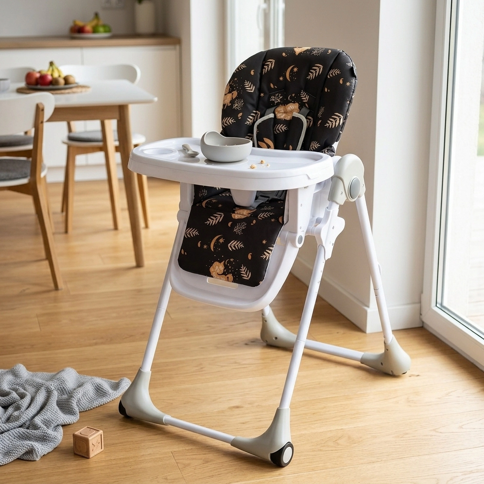 3-in-1 Convertible Baby High Chair One-Click Fold 7 Seat Heights 3 Backrest Angles 2-Position Seat Belt Dark Brown