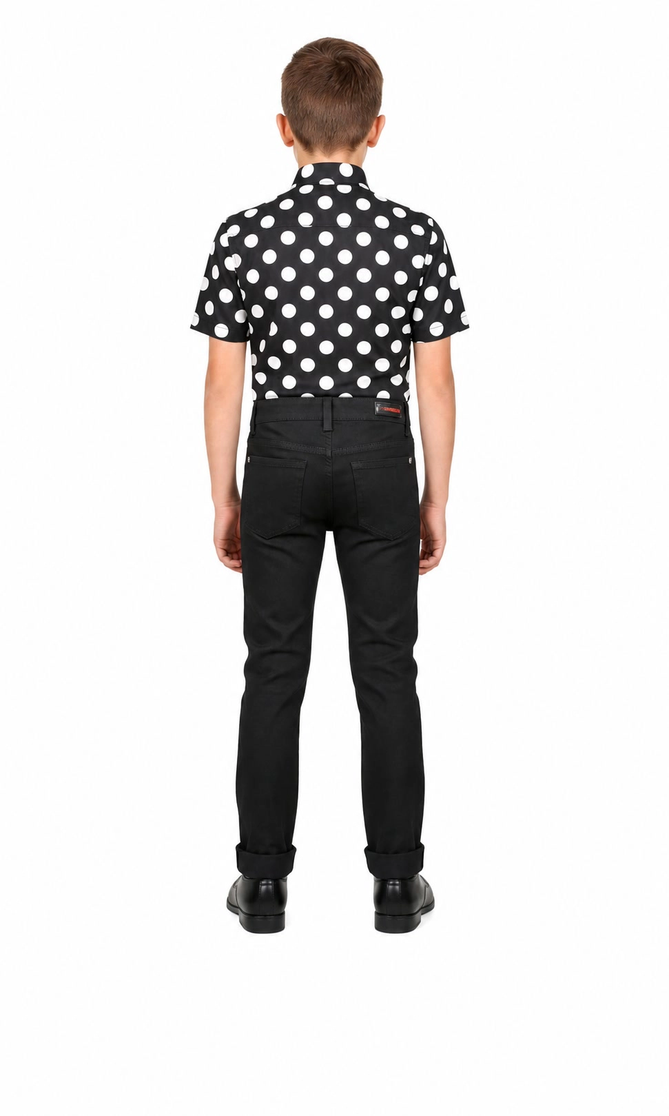 Elie Balleh Boys Slim Fit Long Sleeve Polka Dot Shirt