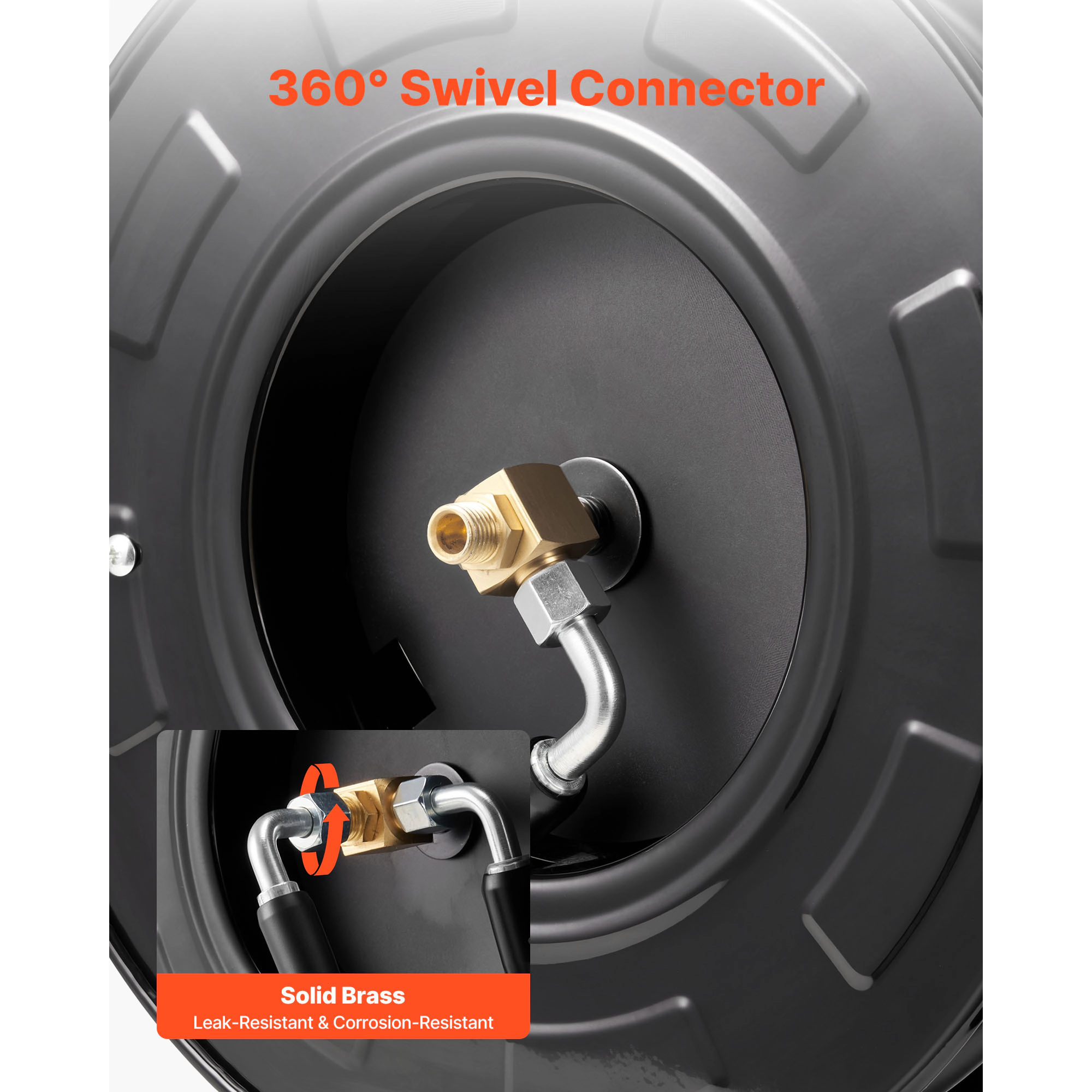 HONGGE Pressure Washer Hose Reel, Auto-Rewind 60 ft x 1/4-inch Steel Reel, 4000 PSI, Wall/Floor Mount