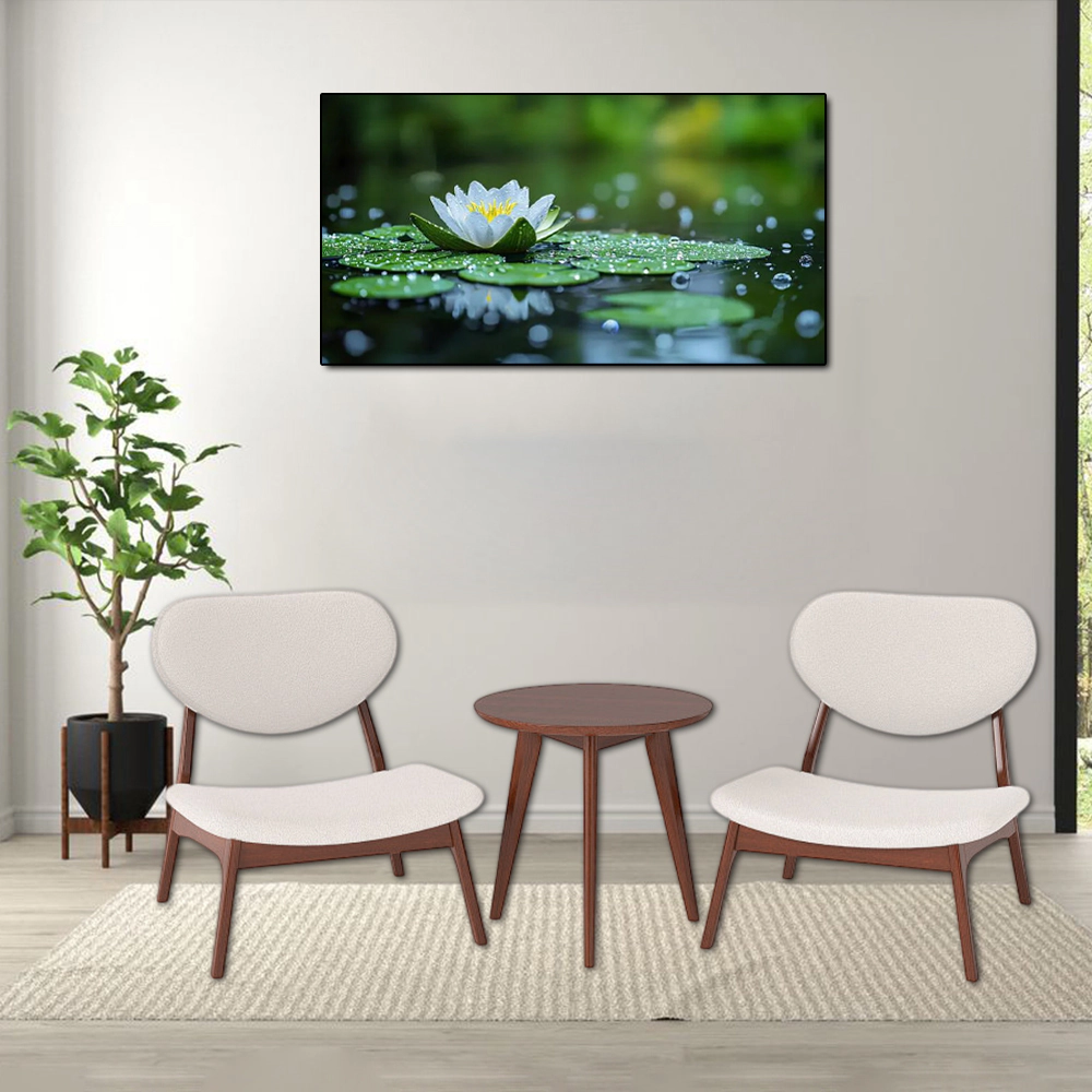 Hivvago Set of 2 Modern Accent Chairs with Matching Side Table and Solid Wood Frame