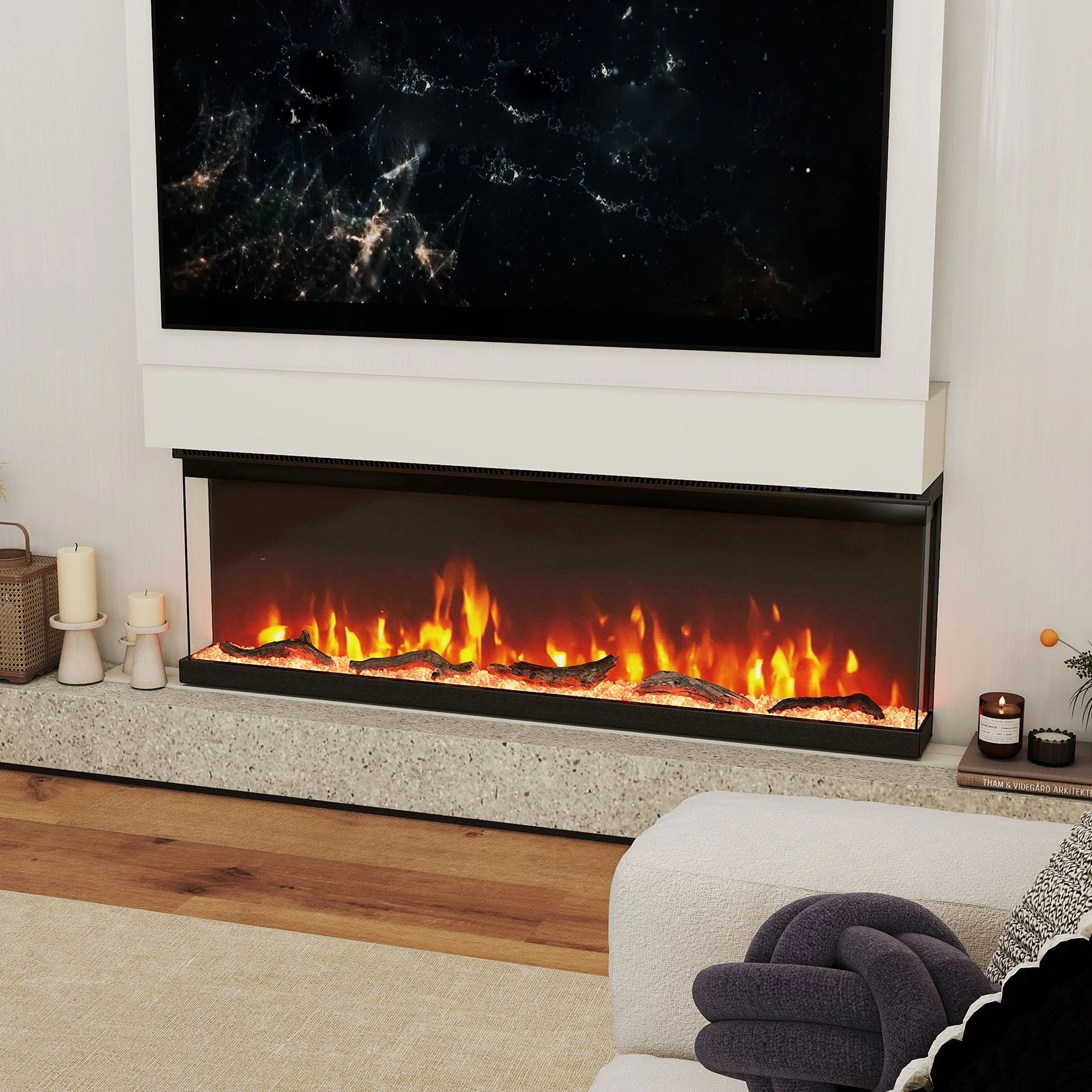SlickBlue Wall Mounted Recessed Electric Fireplace Heater with LED Flames