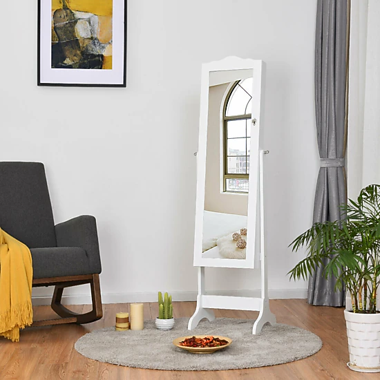 SlickBlue Freestanding Jewelry Armoire with Full-Length Mirror