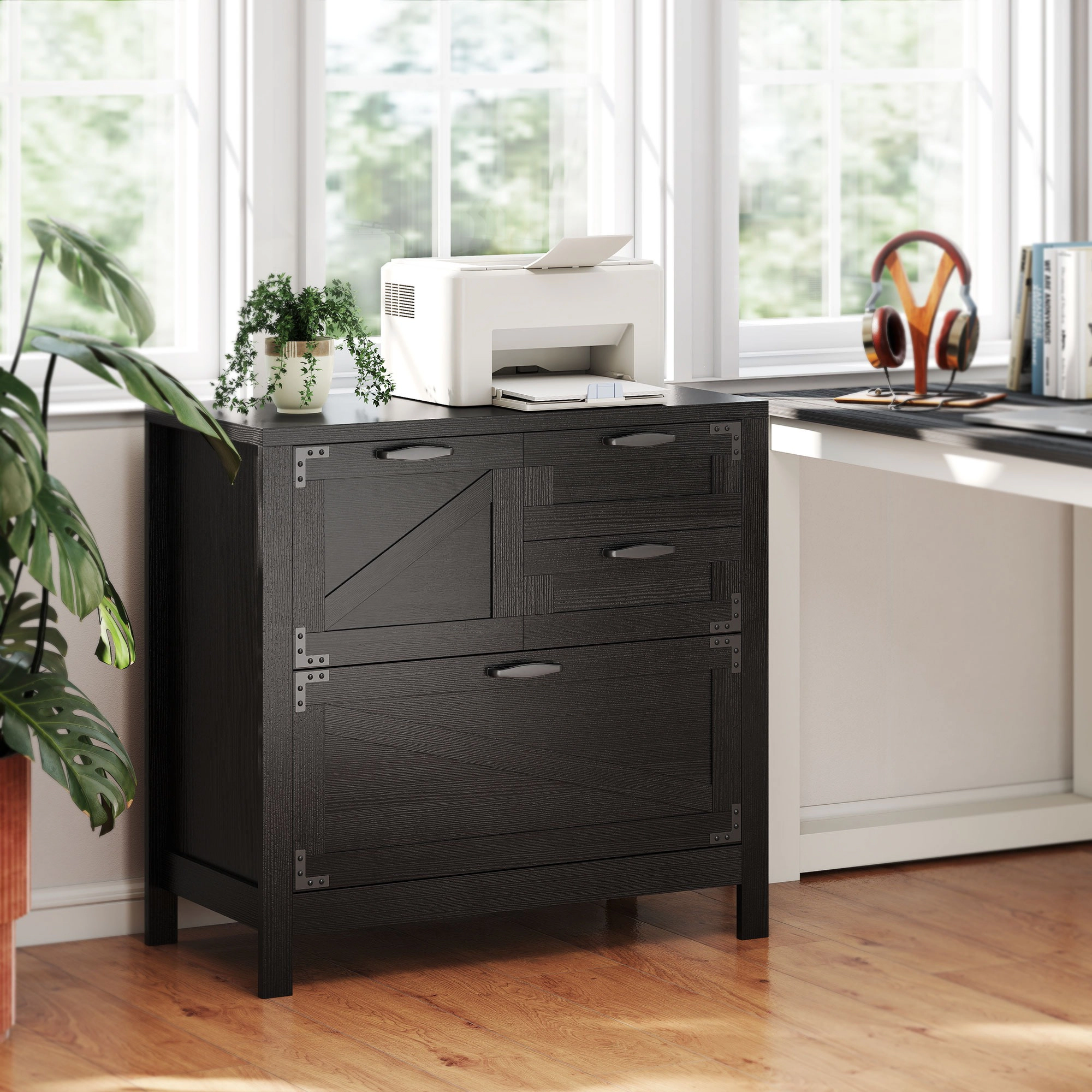 HONGGE Lateral Filing Cabinet, Farmhouse File Cabinet with 4 Drawers, Fit Letter/A4/Legal Hanging Files
