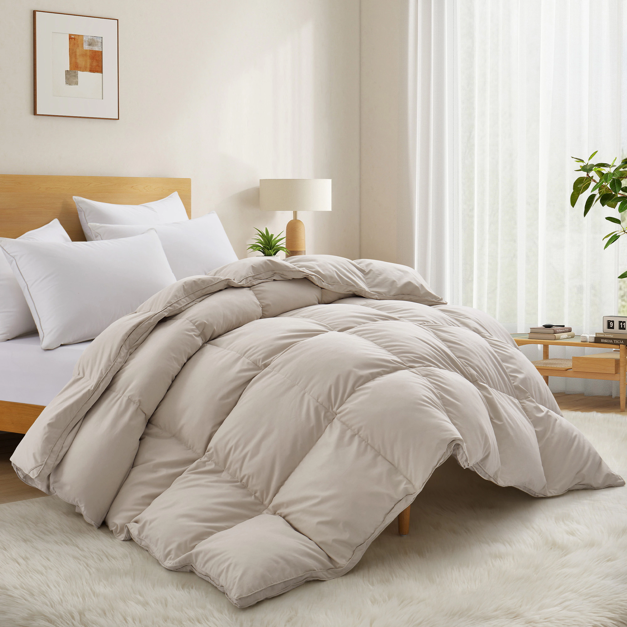 PEACENEST Warm Goose Feather Fiber Comforter Winter Cozy Duvet Insert