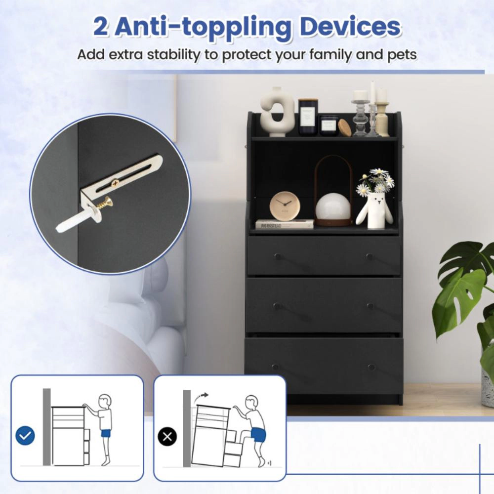 Hivvago Sleek Bedroom Dresser equipped with Anti-Tip Support