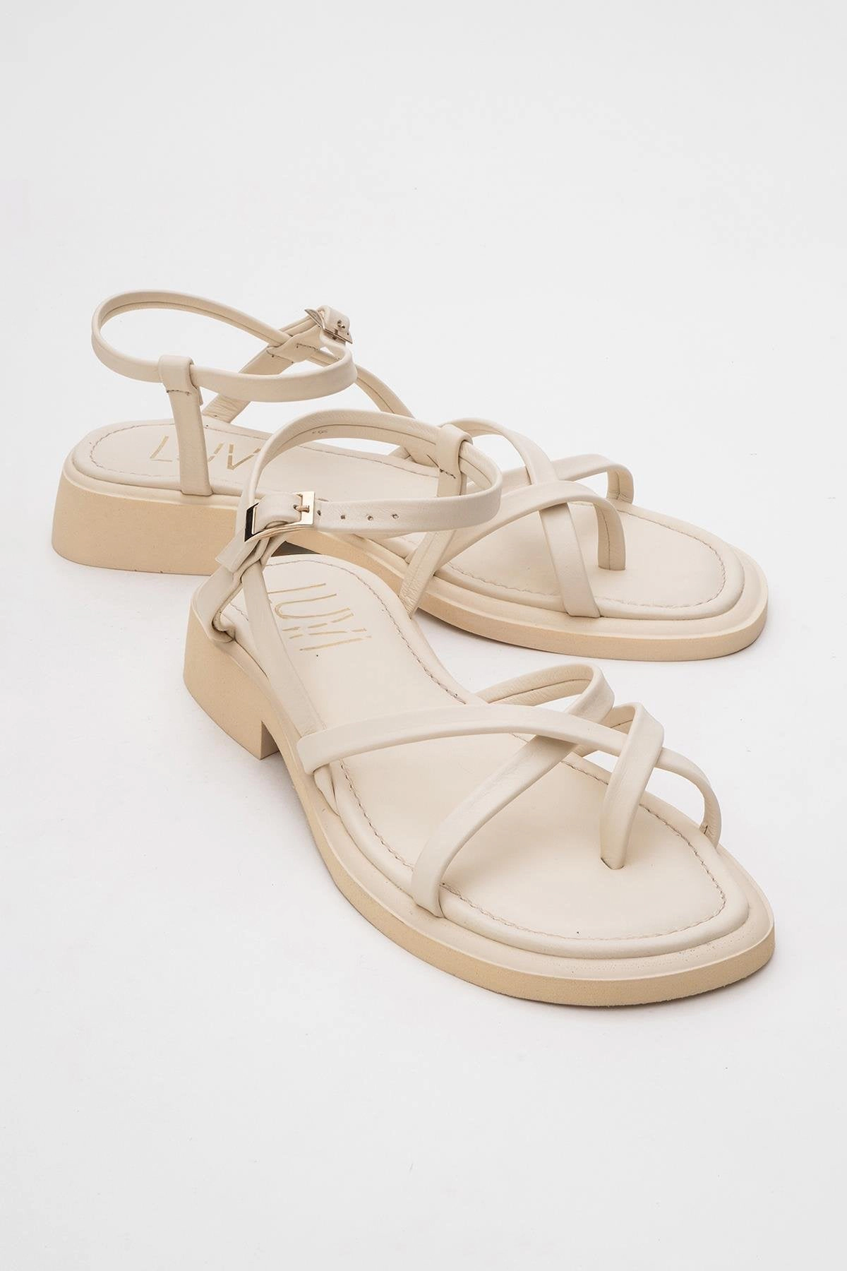 Forever & Always Womens Antas Strappy Leather Flat Sandals