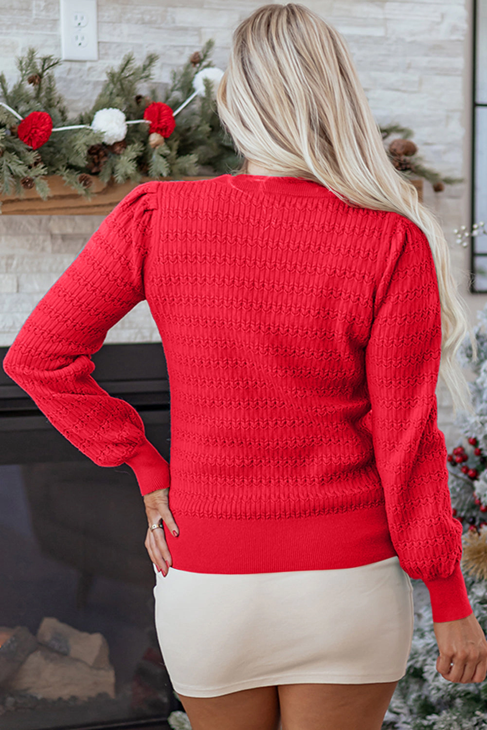 Threaded Pear Women's Nellie Knit Ribbed Cuffs Sweater