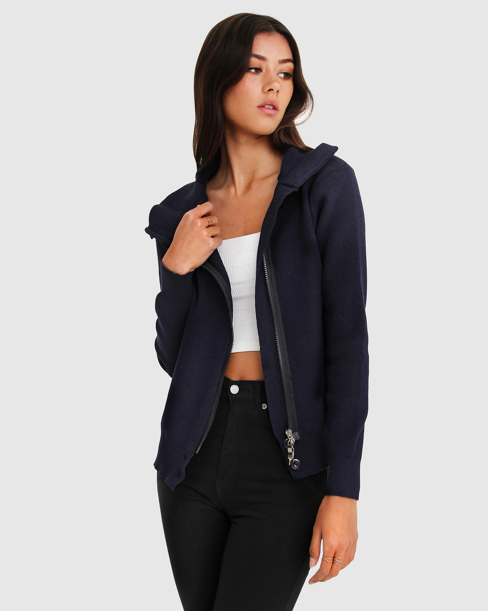 Belle & Bloom Womens Brother's Zip Front Jumper