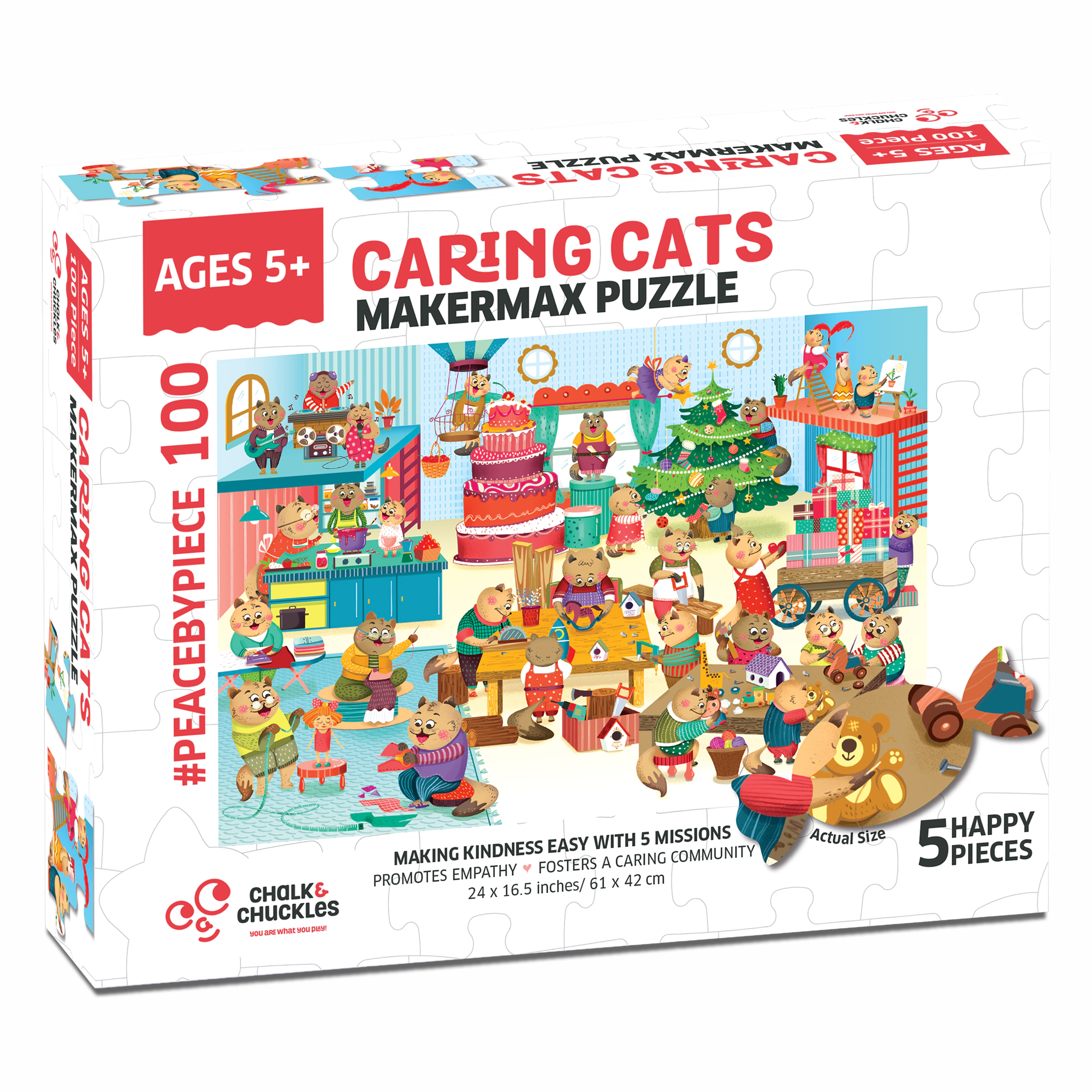 Chalk & Chuckles Caring Cats Makermax Activity Puzzle -100 pieces