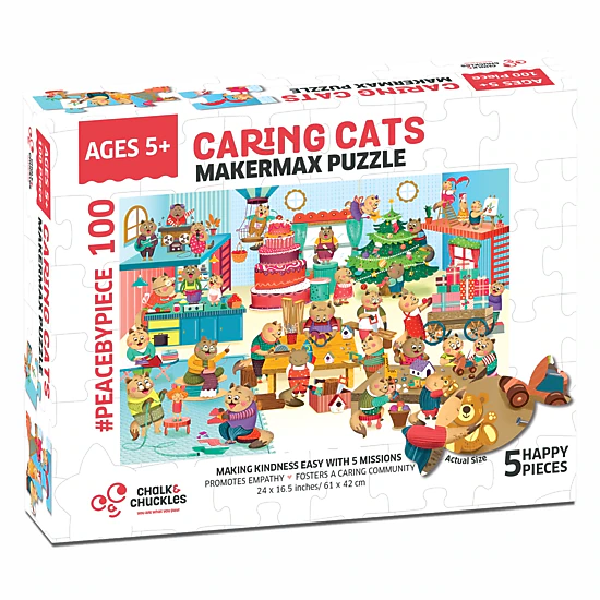 Chalk & Chuckles Caring Cats Makermax Activity Puzzle -100 pieces