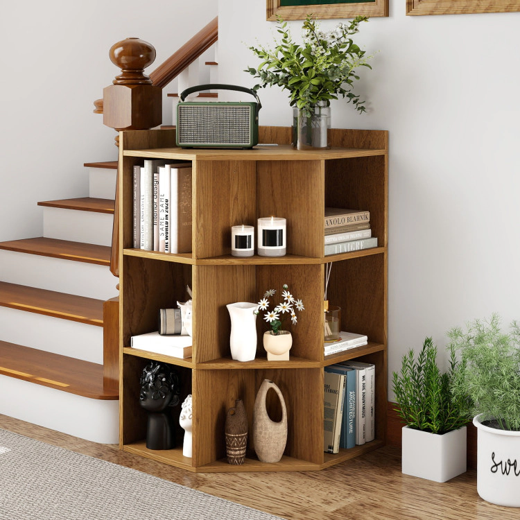 Hivvago 3-Tier Corner Cabinet with Charging Station for Bedroom
